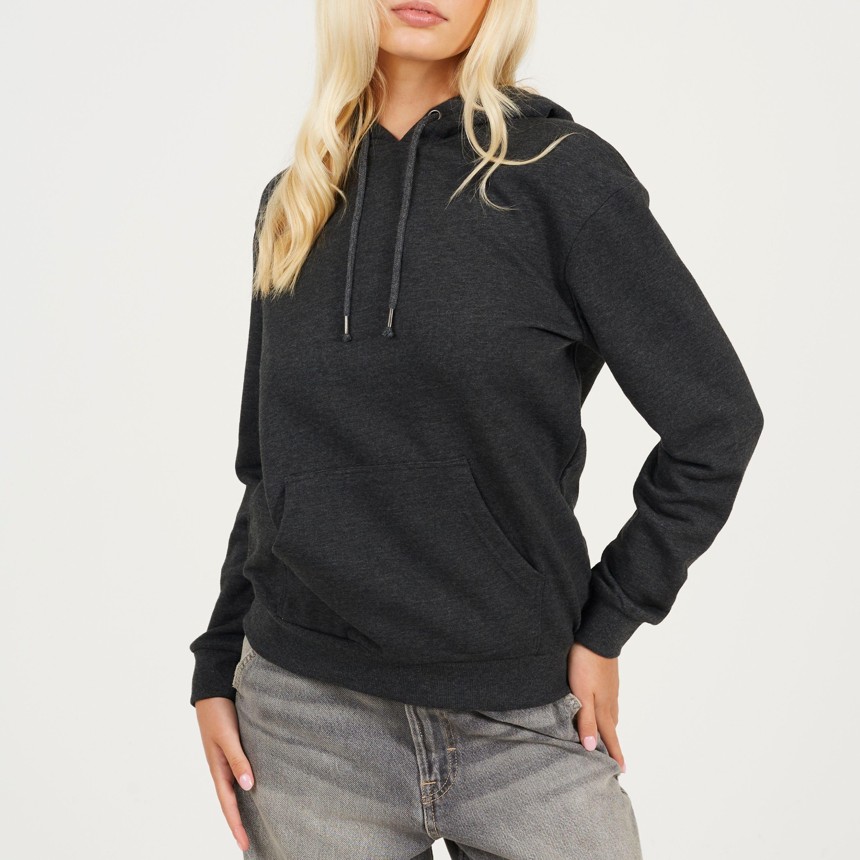 Brave Soul Women's Pullover Hooded Sweatshirt With Kangaroo Pocket - Charcoal - 10 (S)