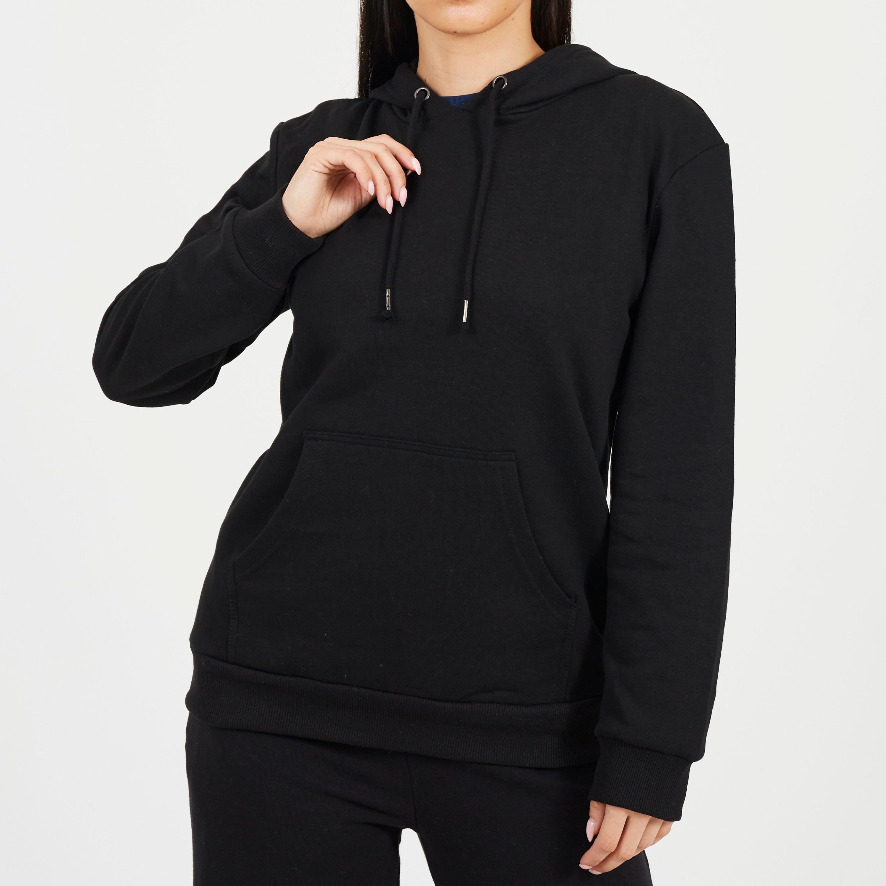 Brave Soul Women's Black Pullover Hooded Sweatshirt With Kangaroo Pocket - 8 (XS)