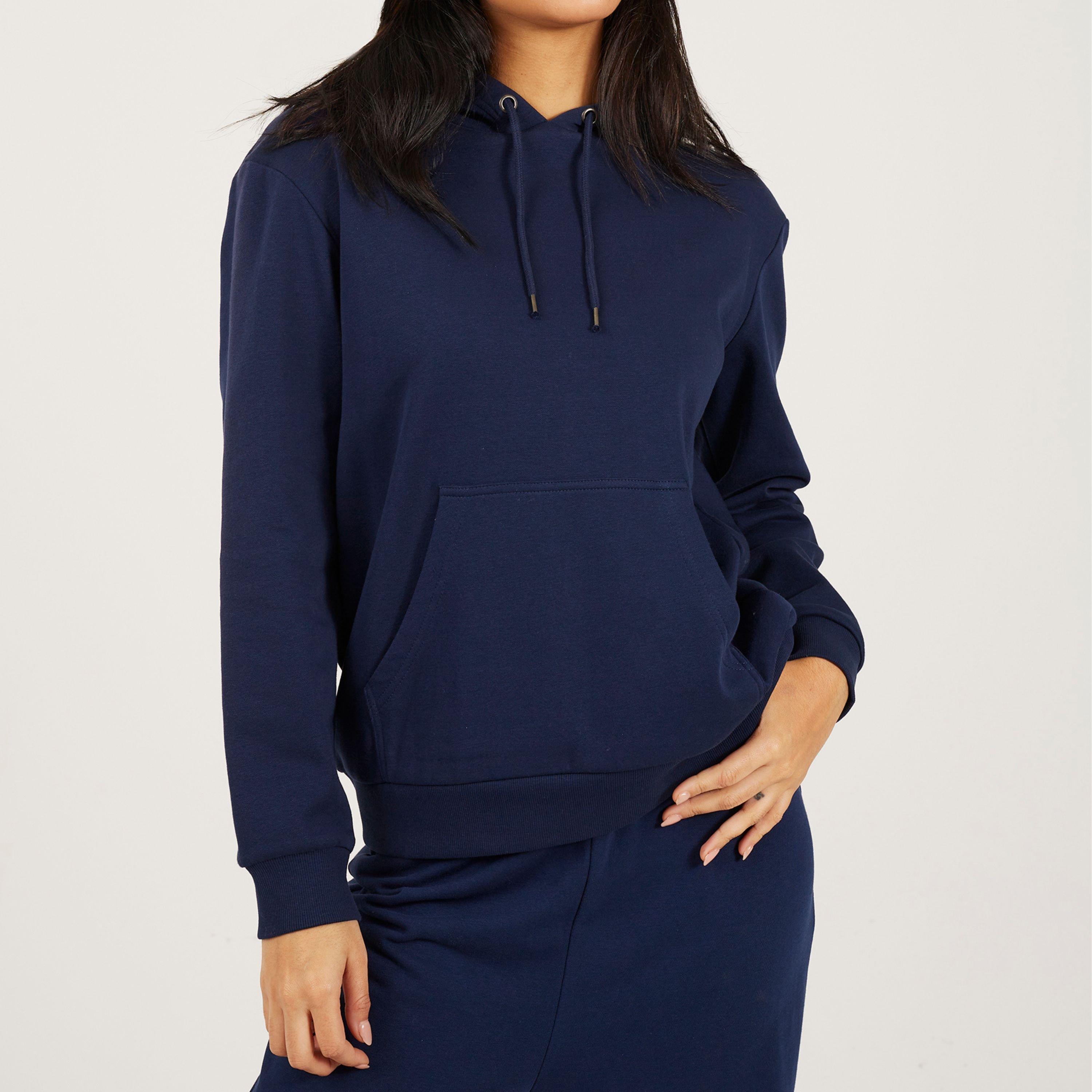 Brave Soul Women's Navy Pullover Hooded Sweatshirt With Kangaroo Pocket - 8 (XS)