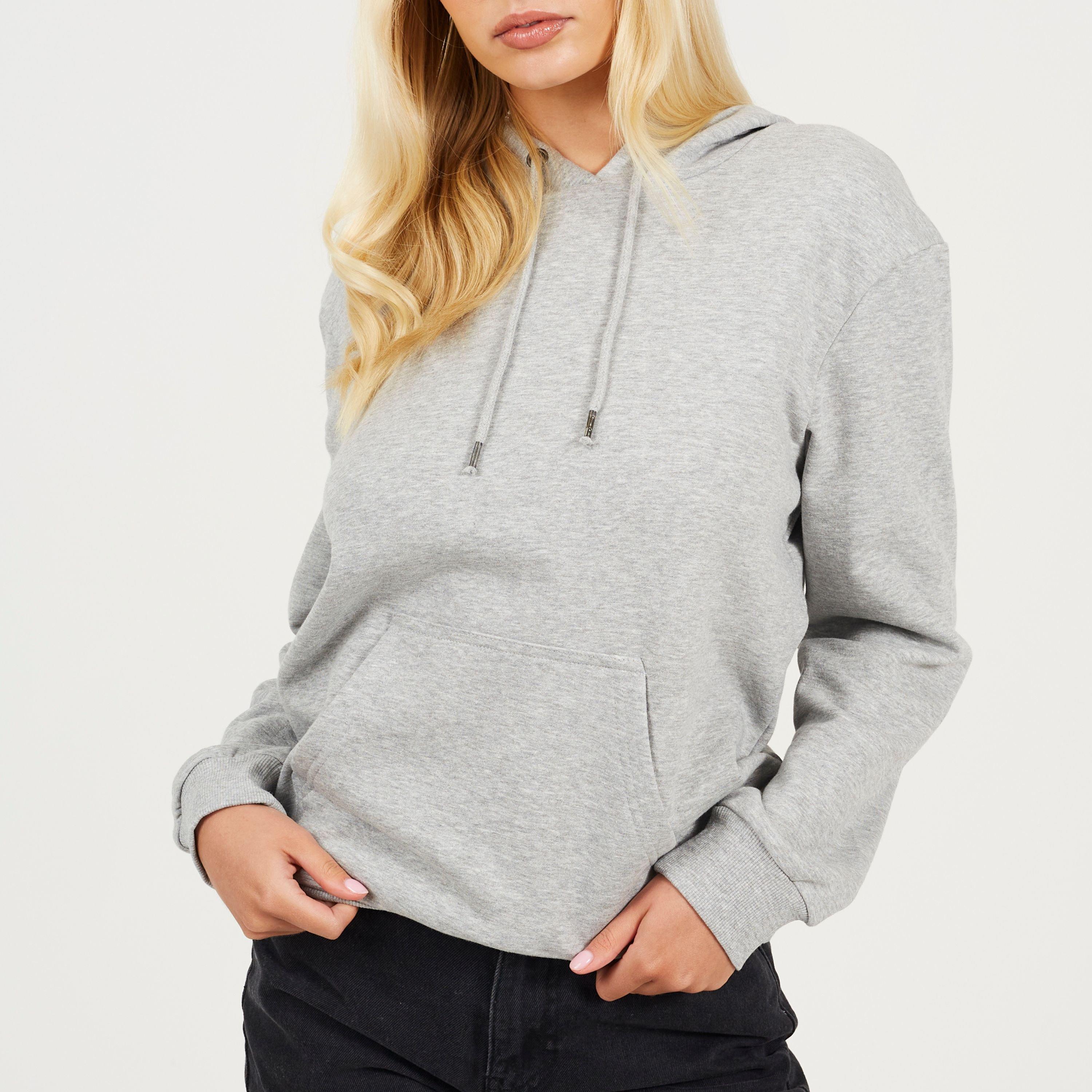 Brave Soul Women's Pullover Hooded Sweatshirt With Kangaroo Pocket - Grey Marl - 10 (S)