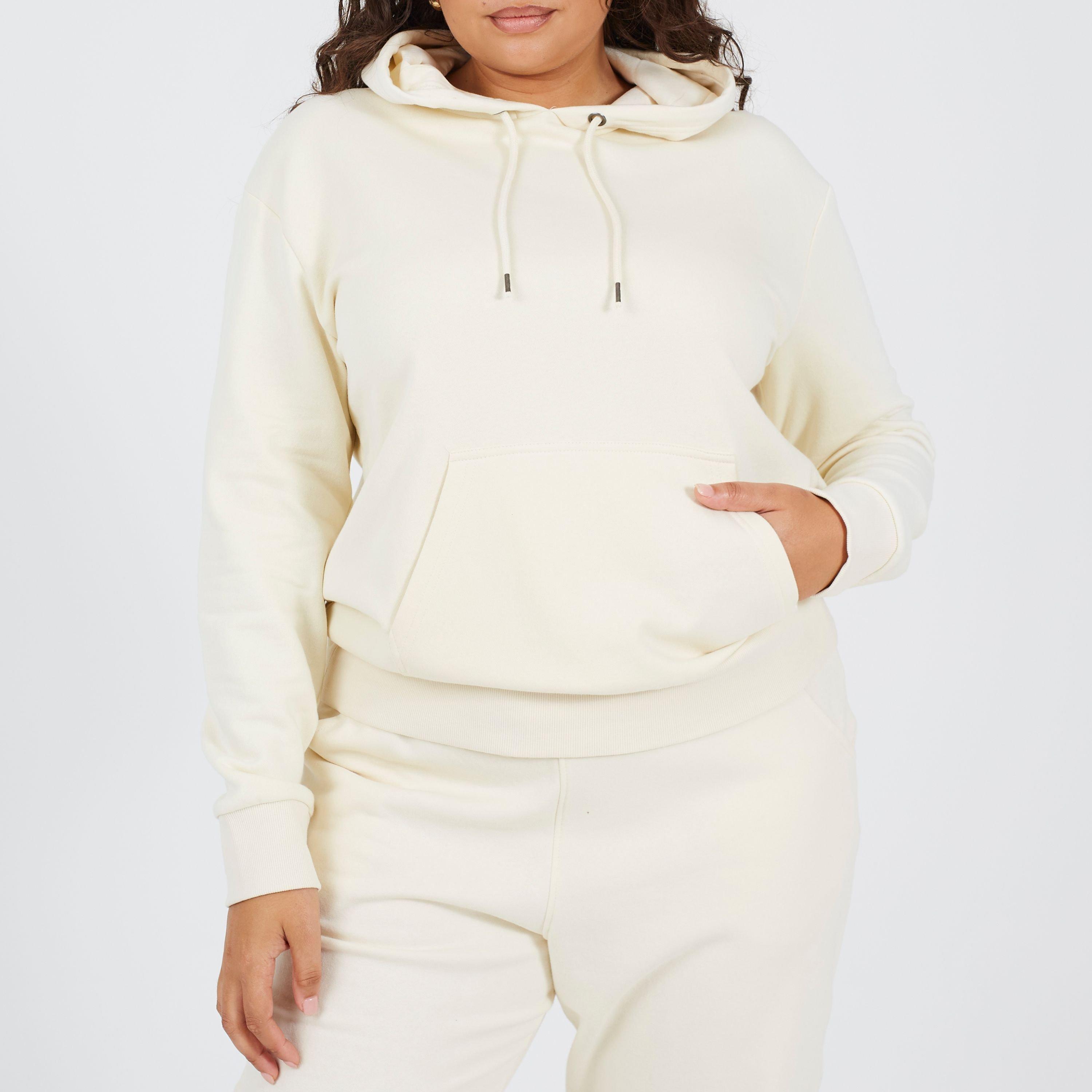 Brave Soul Women's Plus Size Pullover Hooded Sweatshirt With Kangaroo Pocket - Cream - 22 (4XL)