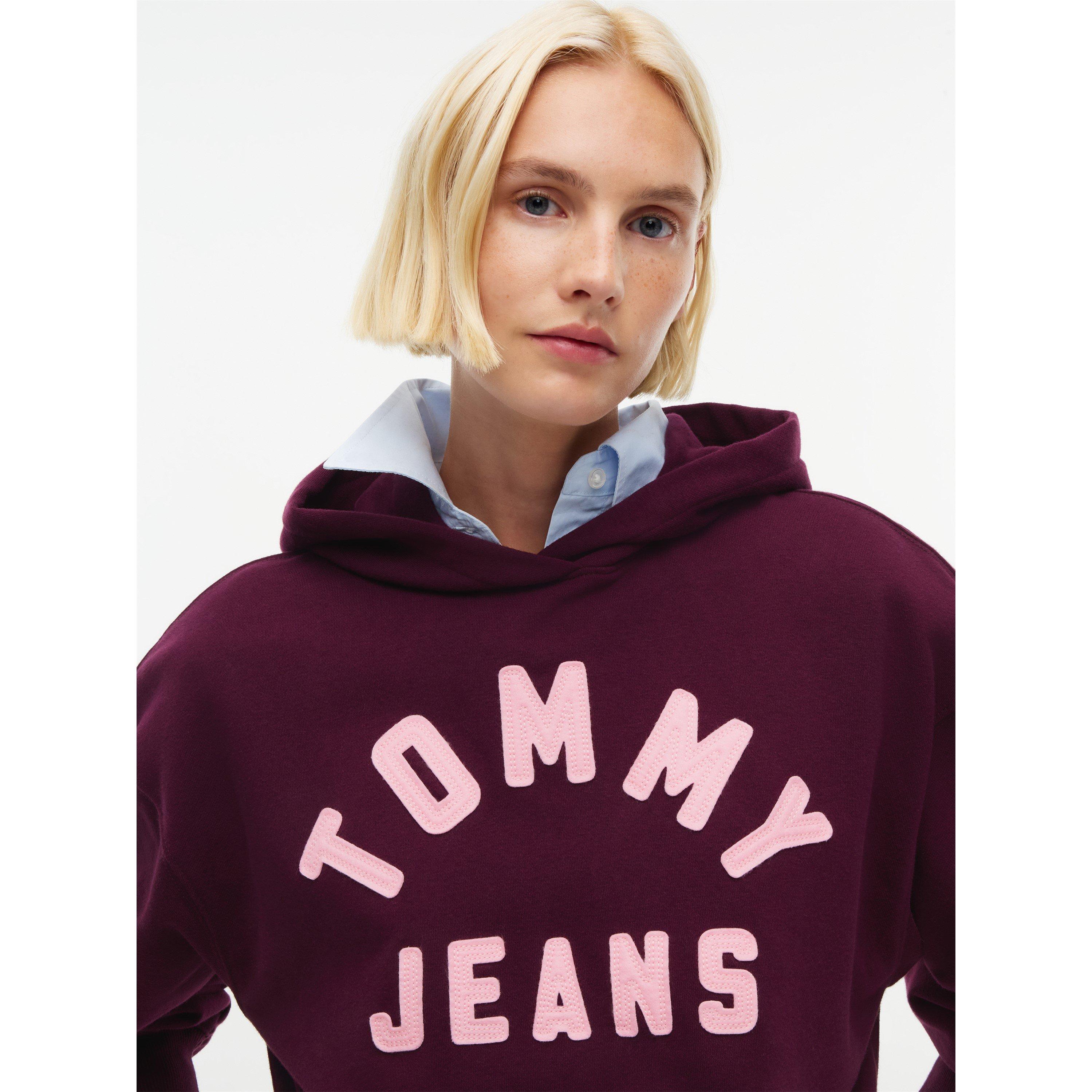 Calypso Berry - Tommy Jeans - Women's Arch Cotton Long-Sleeve Over-the-Head Hoodie - 2