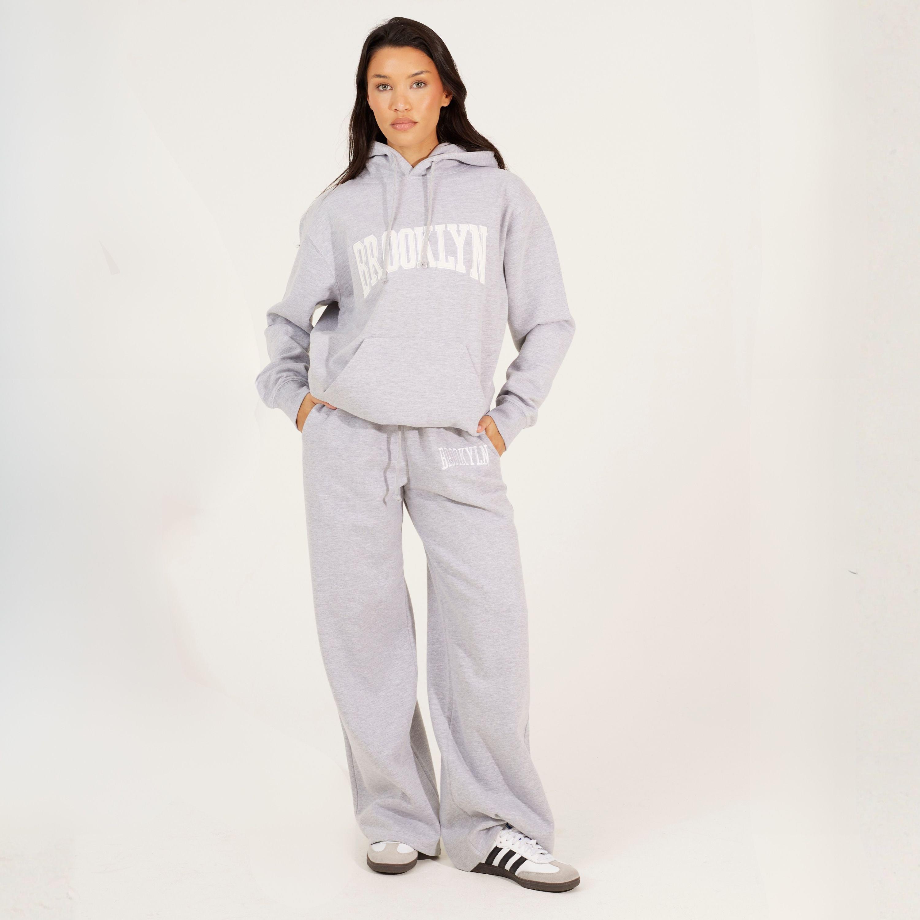 Grey Marl/White - Brave Soul - BS Womens Hooded Sweatshirt with Brooklyn Chest Print - 4