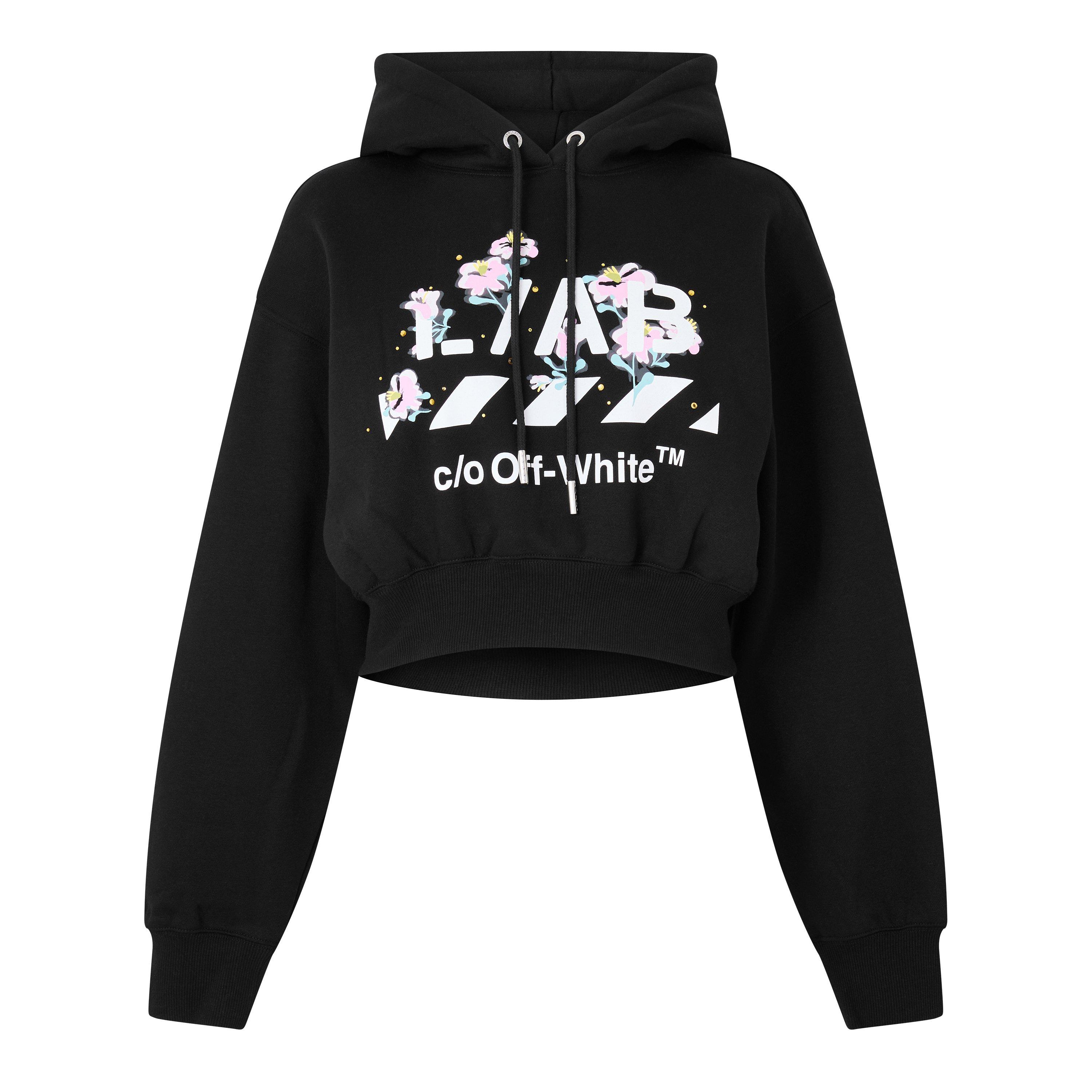 Black Night - L AB Off White - Women's Floral Cropped Hoodie - 1