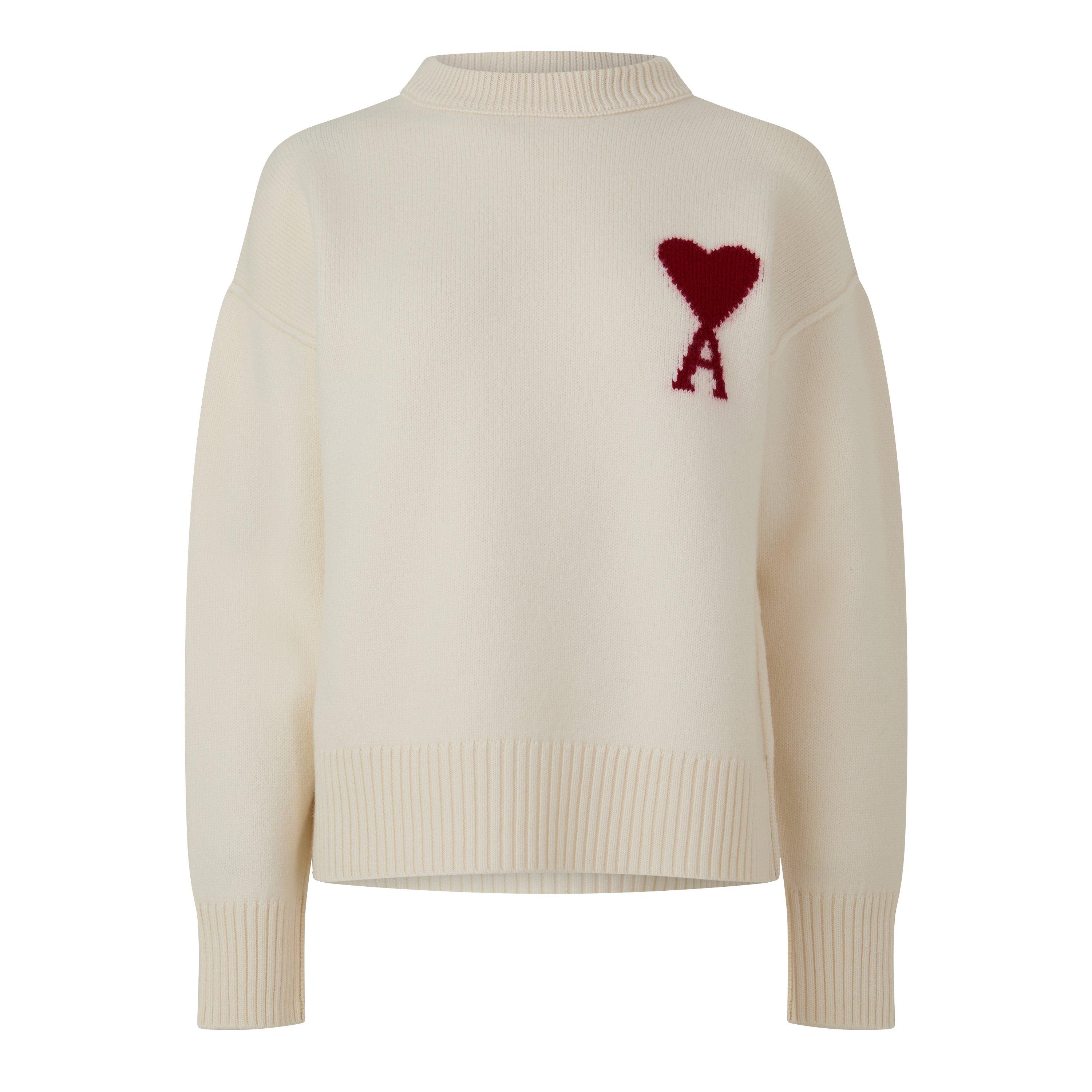 Ecru/Red - Ami Paris - Ami De Coeur Jumper Ld05 - 1