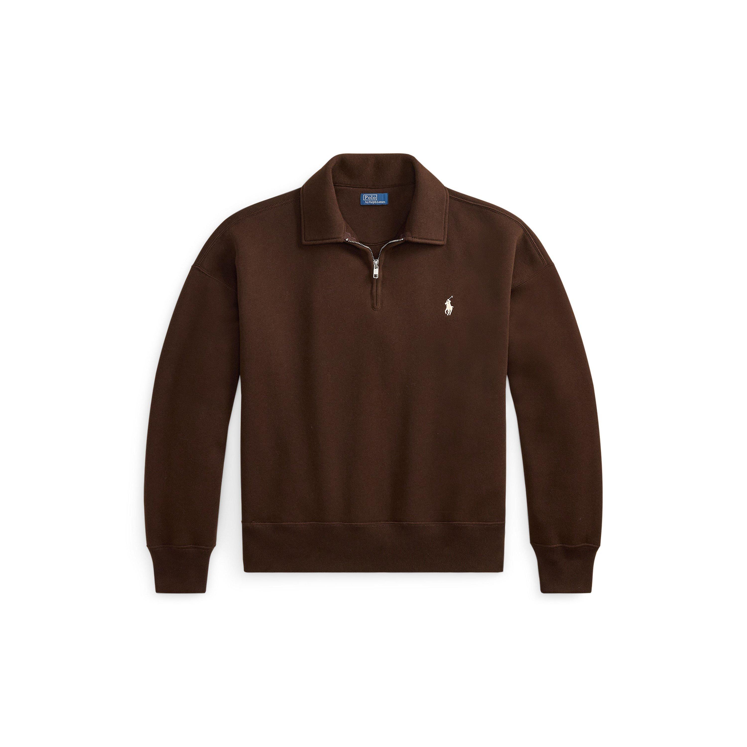 CIRCUIT BROWN - Polo Ralph Lauren - Women's Cotton Oversized-Fit 1/4-Zip Fleece Top - 1