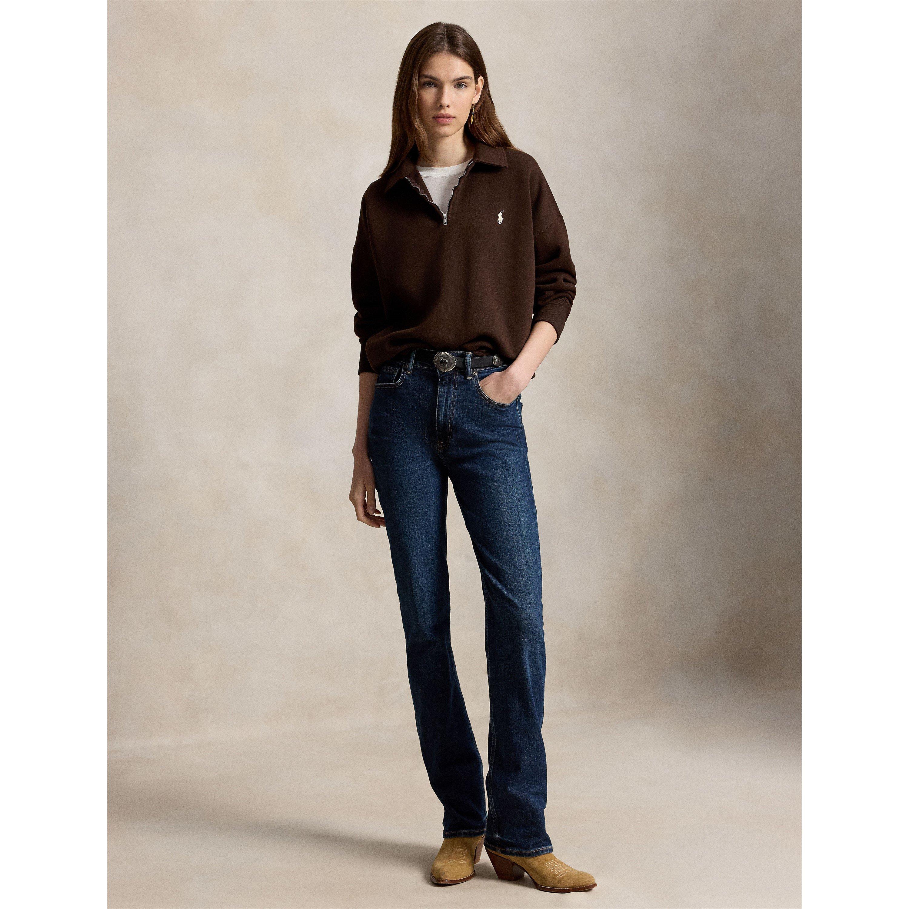 CIRCUIT BROWN - Polo Ralph Lauren - Women's Cotton Oversized-Fit 1/4-Zip Fleece Top - 6