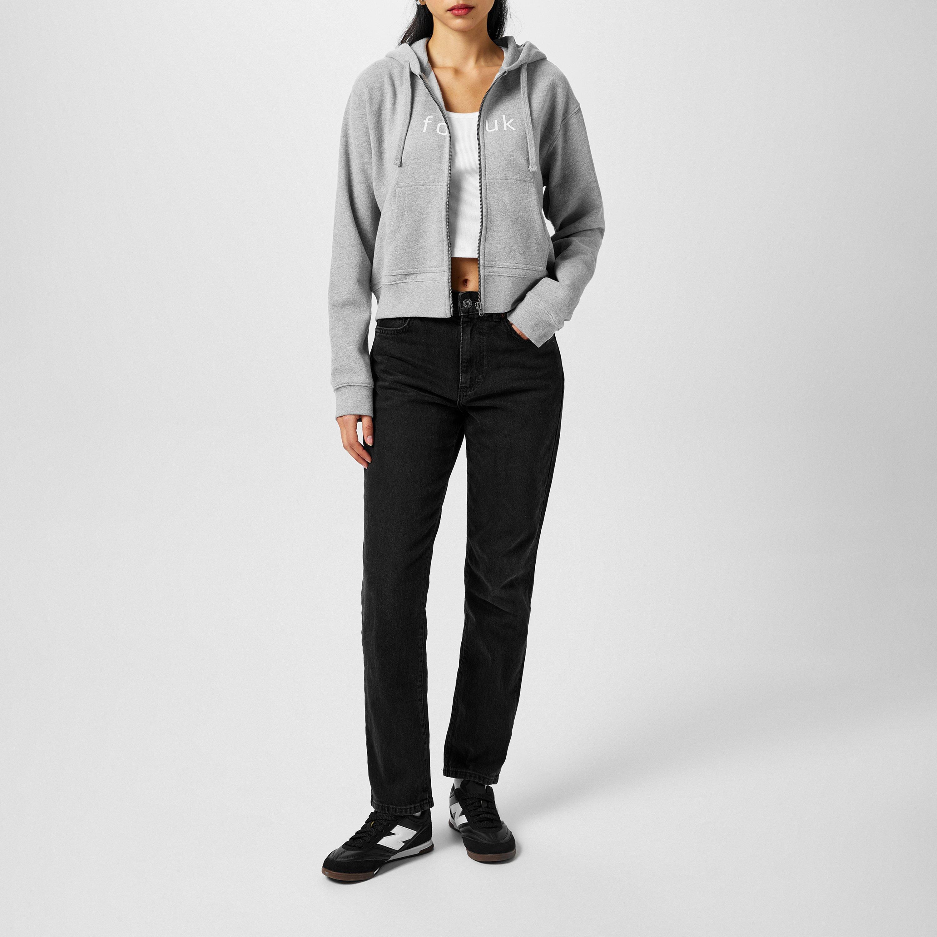 Grey - FCUK - Women's Zip Hoodie - 4