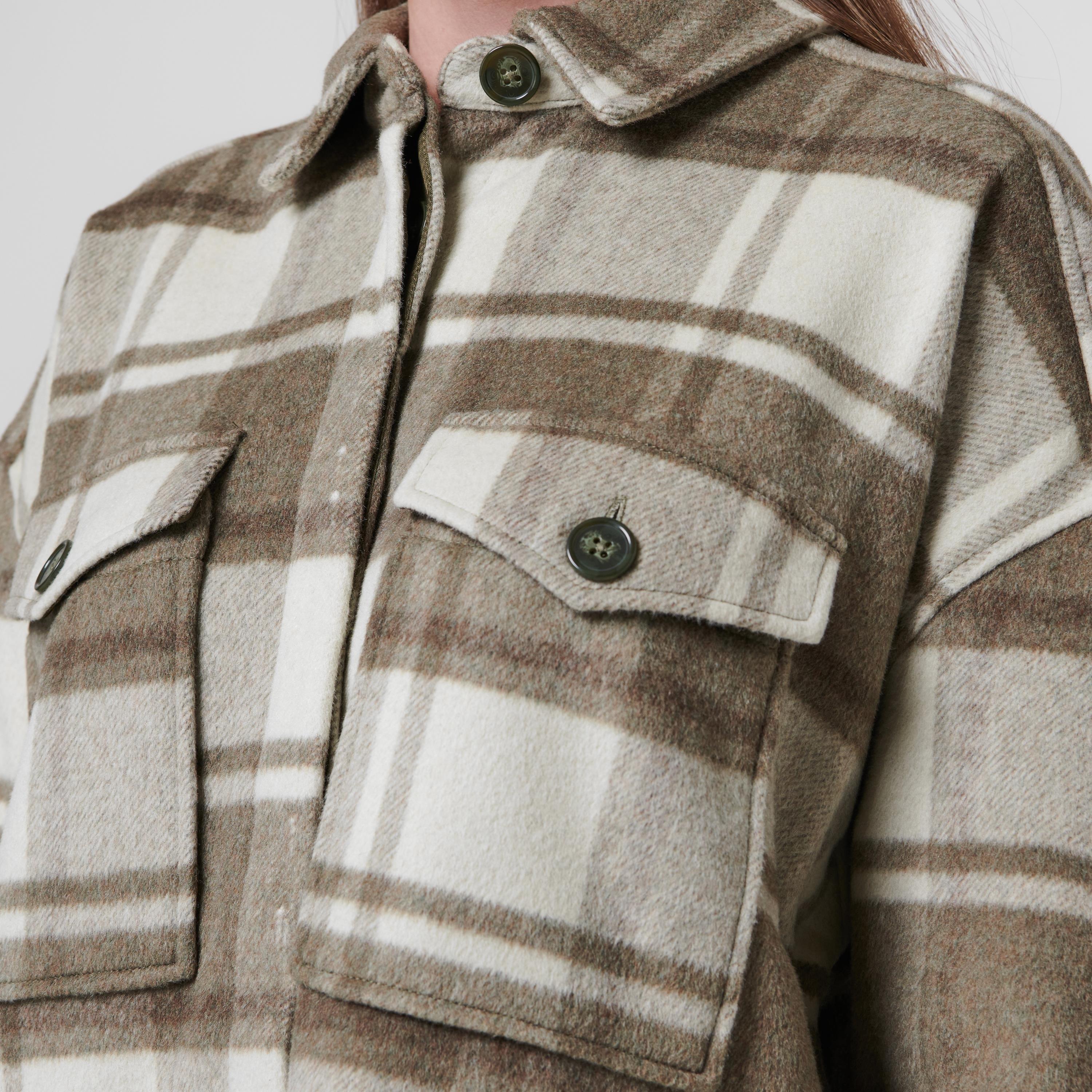 Olive Plaid - Good American - Women's Plaid Overshirt - 5