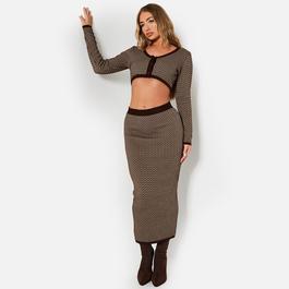 I Saw It First ISAWITFIRST Monogram Knitted Midi Skirt
