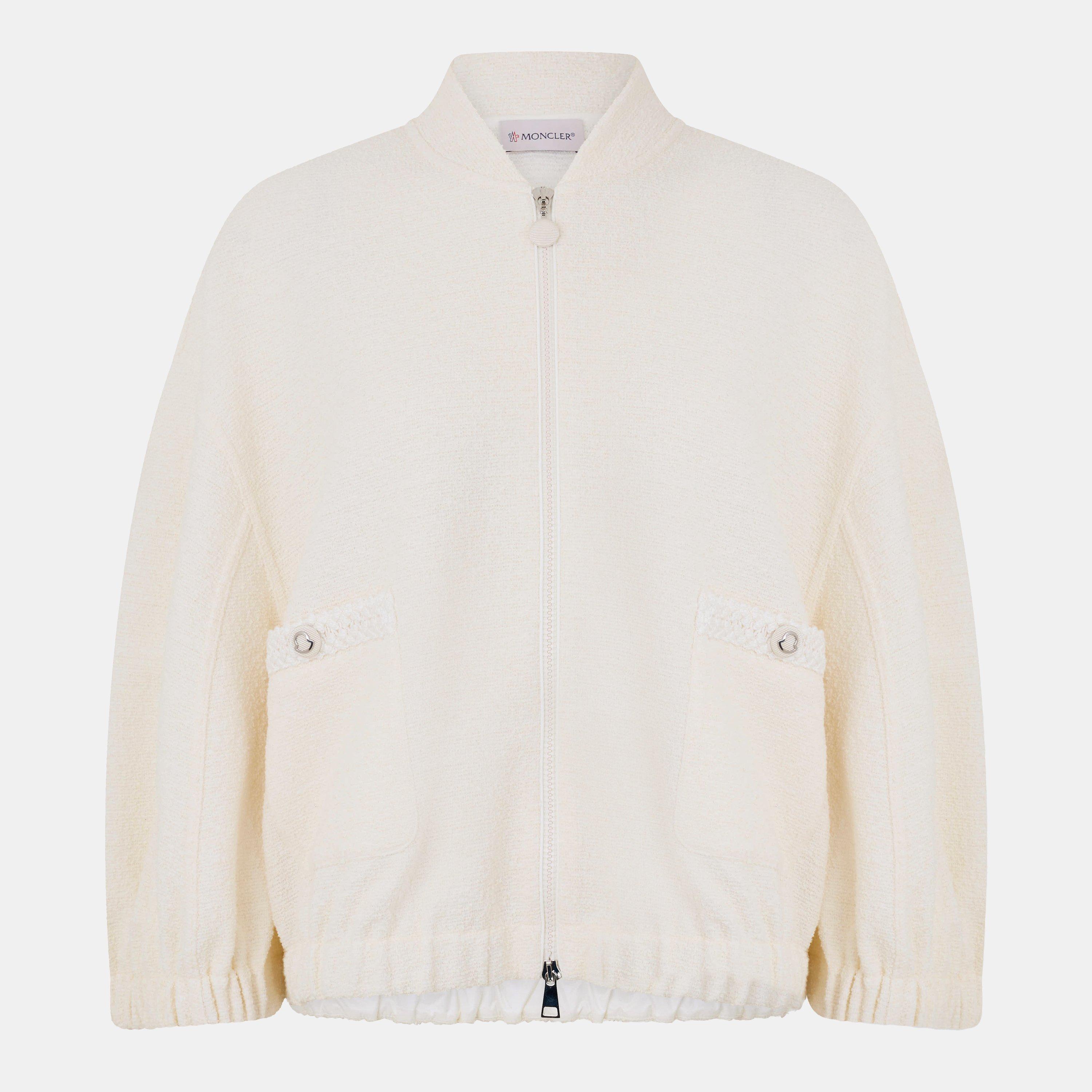 Cream 034 - Moncler - 2-In-1 Boucle Zip-Up Cardigan - 1