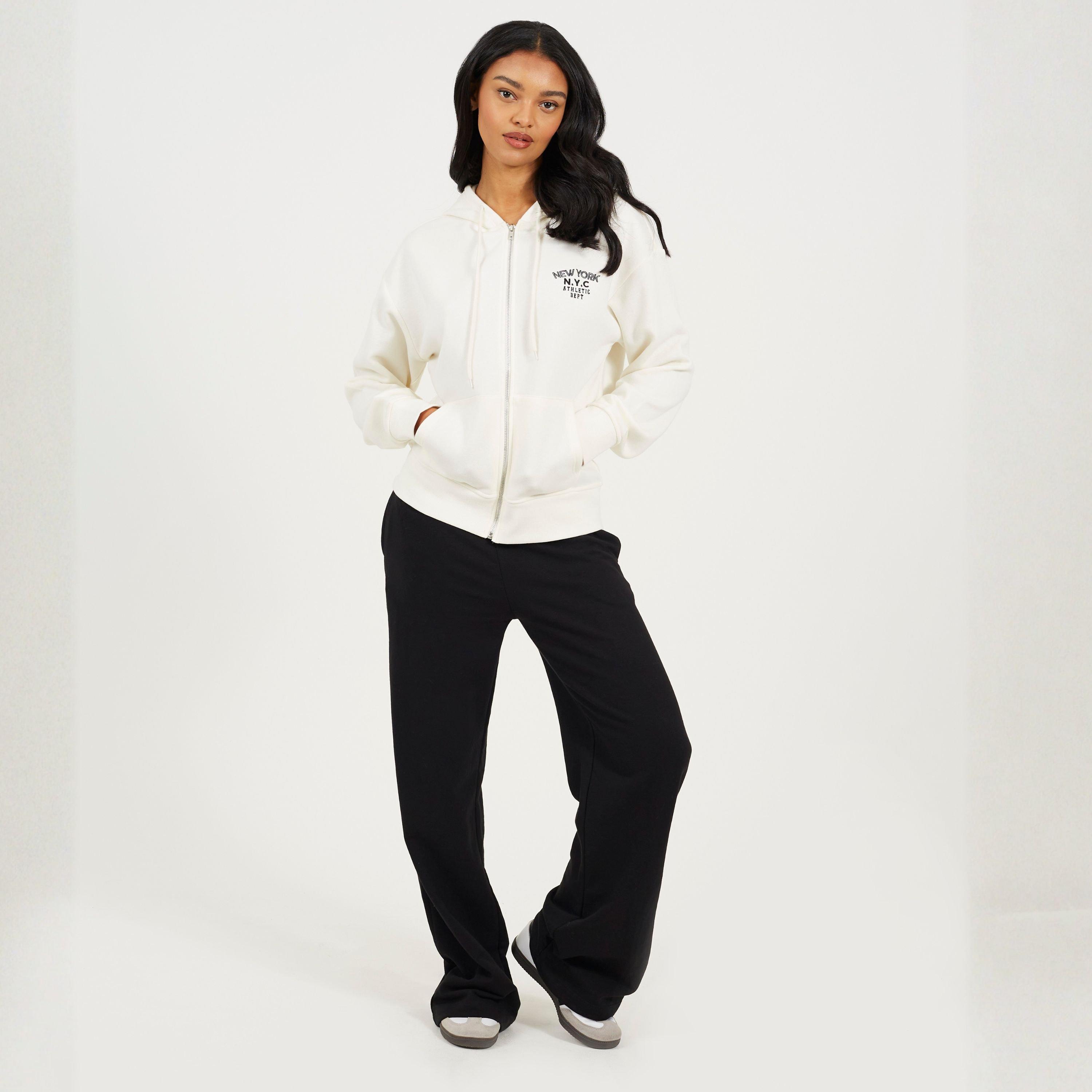 Cream - Brave Soul - BS Womens Zip Through Hooded Sweatshirt with New York Embroidery - 4