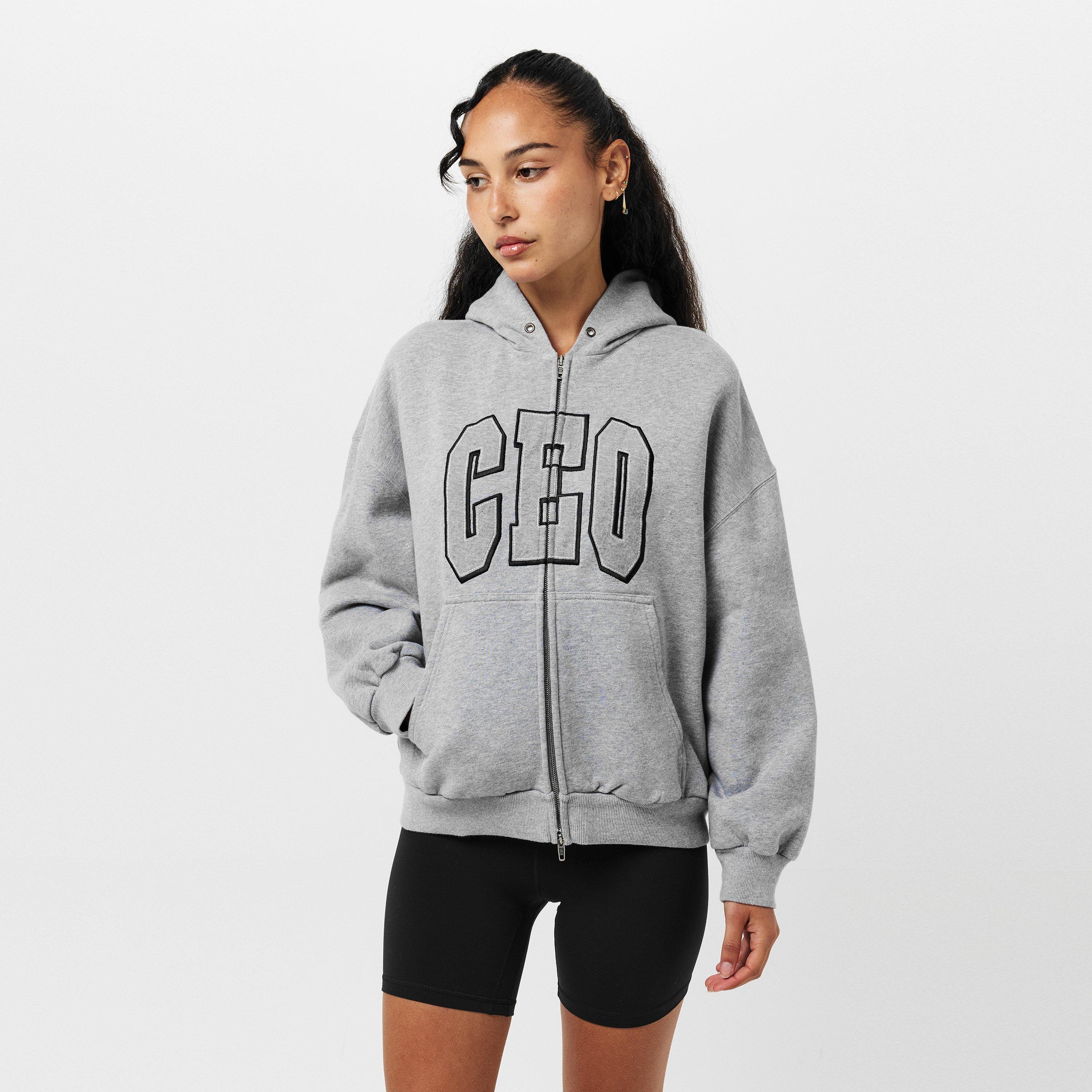Heather Grey - Balenciaga - Women's Bal Zip Hoodie - 3