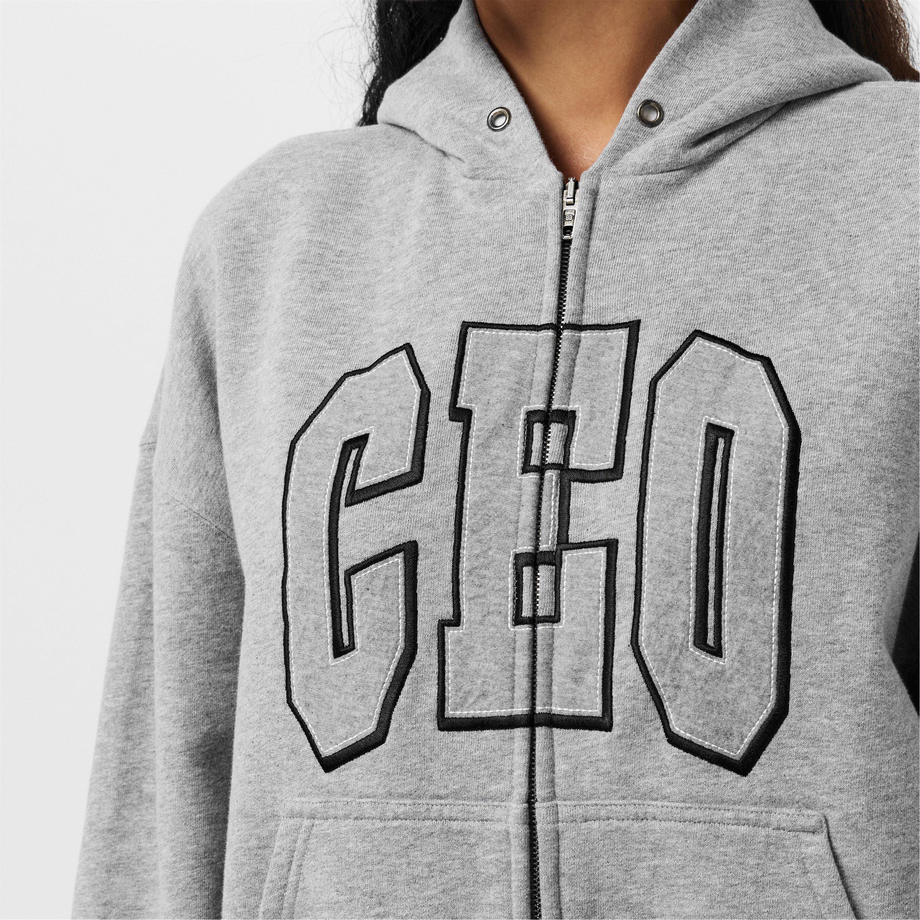 Heather Grey - Balenciaga - Women's Bal Zip Hoodie - 5