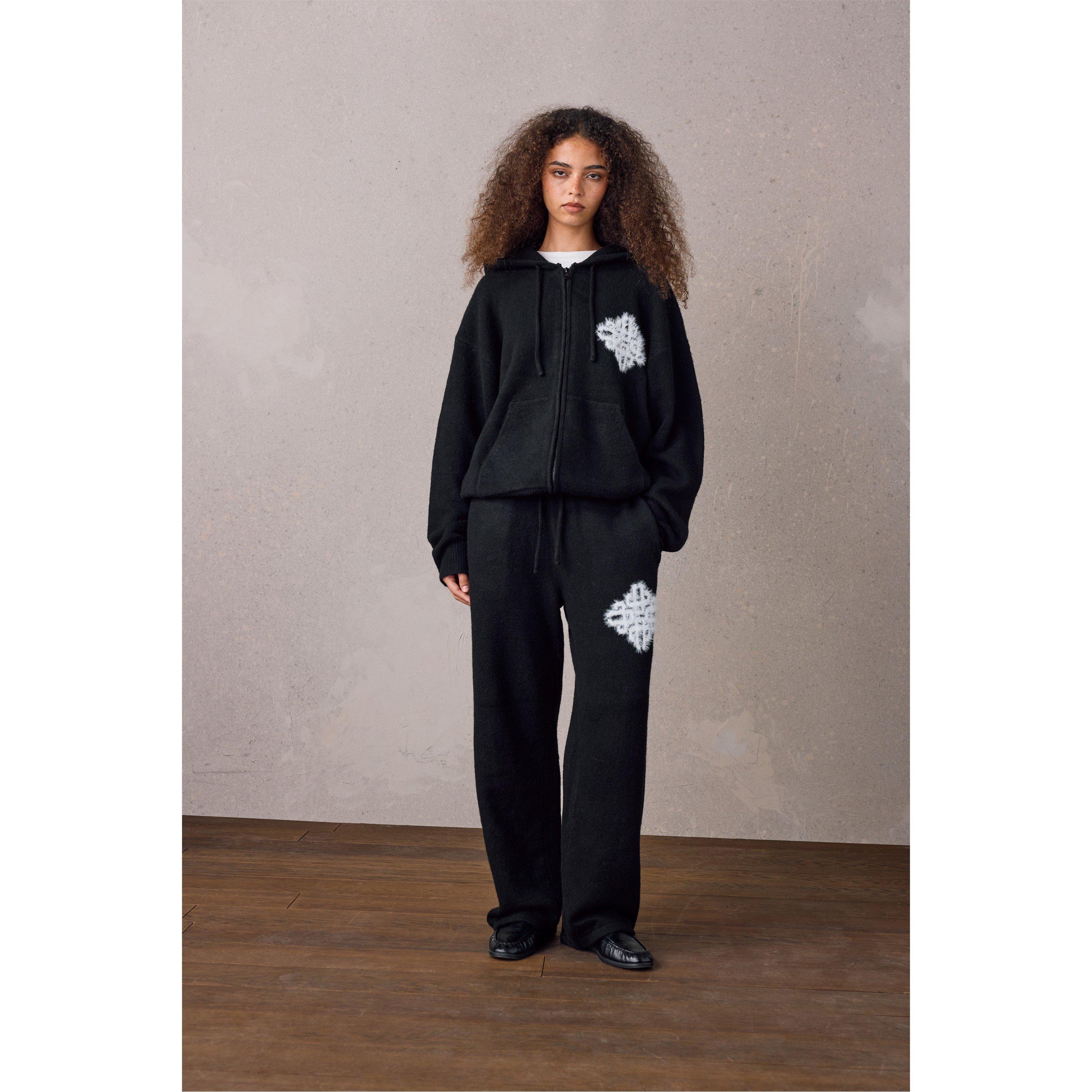 Black - The Couture Club - Women's Fluffy Zip Knit Oversized-Fit Hoodie - 6