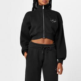 Off White Bling Stars Arrow Cropped Hoodie