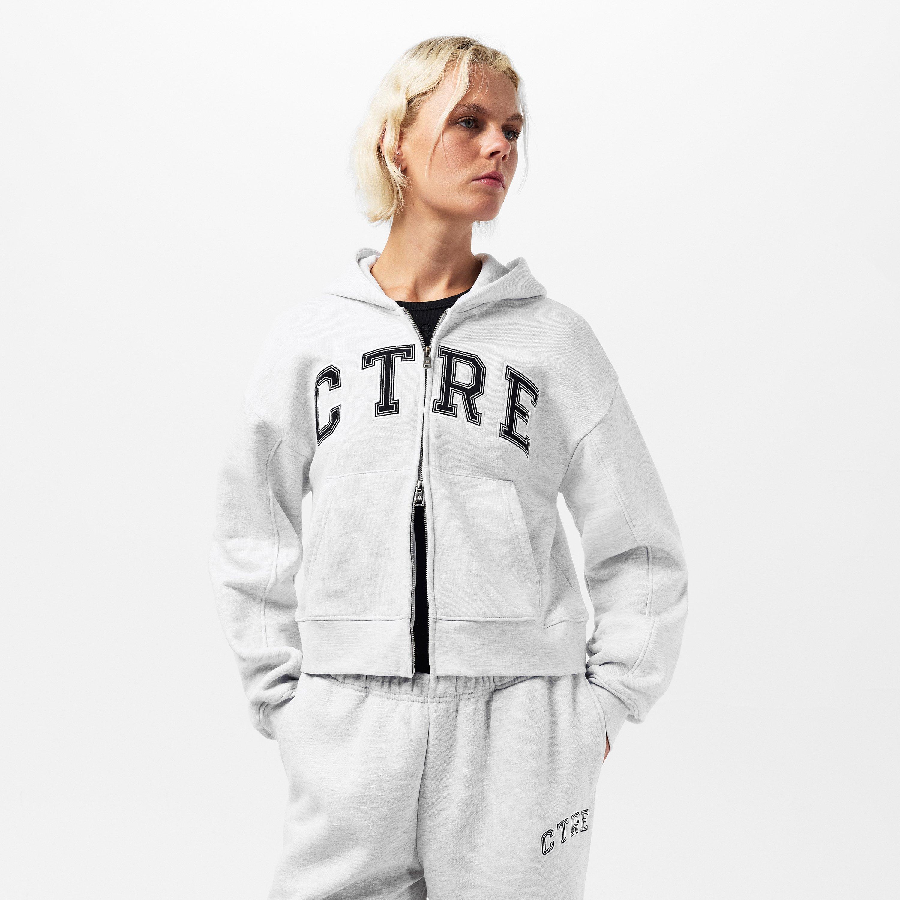 Grey - The Couture Club - Womens CTRE Applique Zip Hoodie - 3