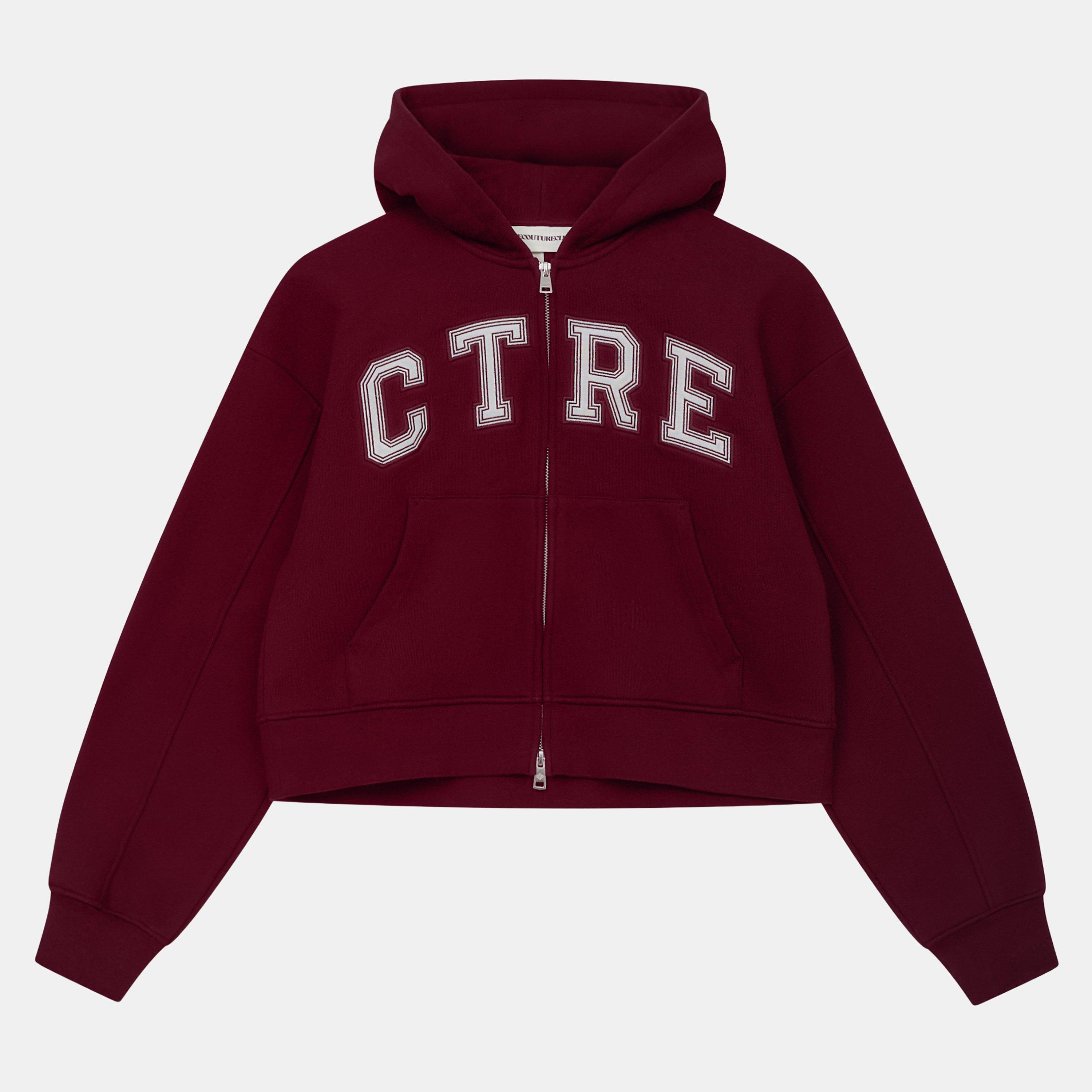 Burgundy - The Couture Club - Womens CTRE Applique Zip Hoodie - 1