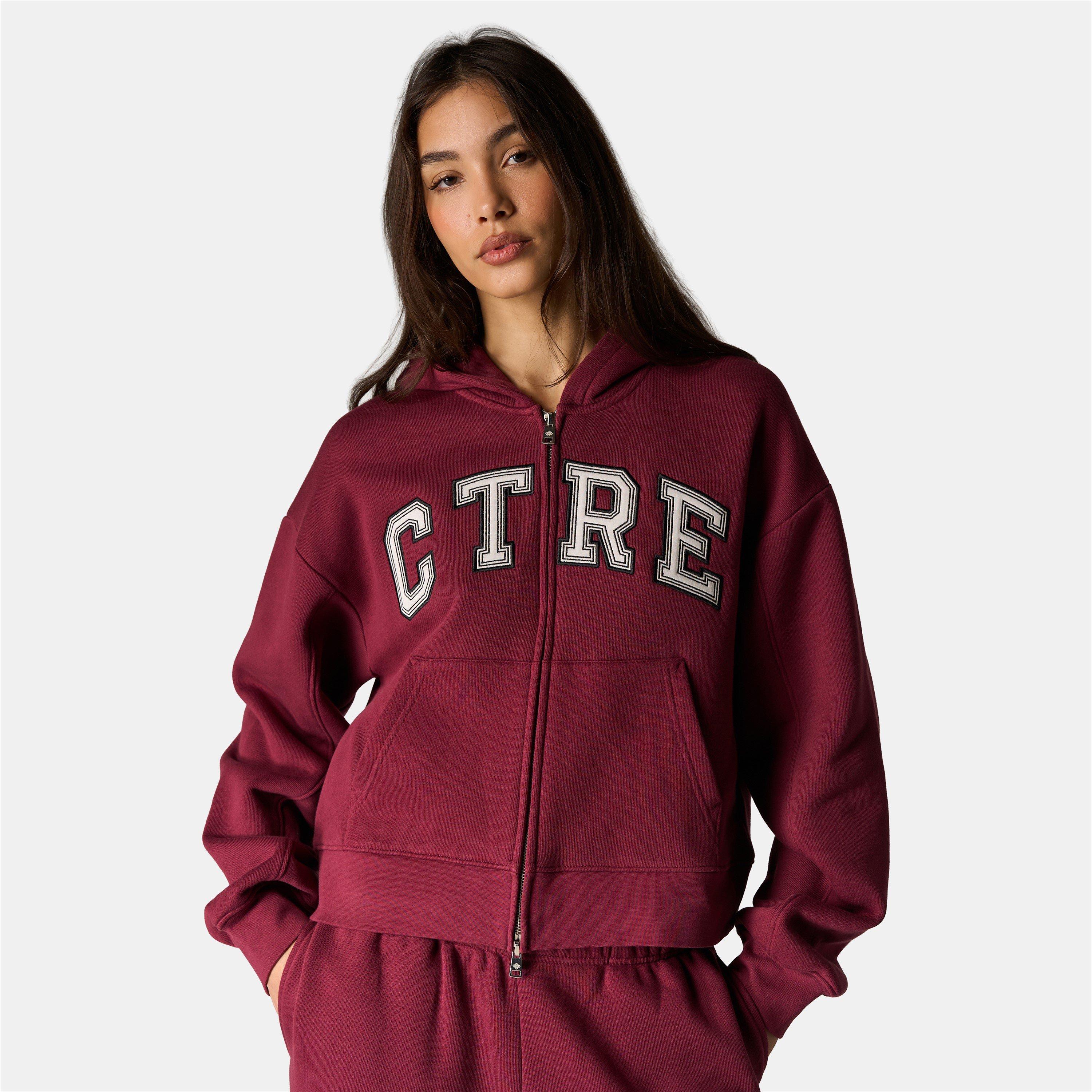 Burgundy - The Couture Club - Womens CTRE Applique Zip Hoodie - 3