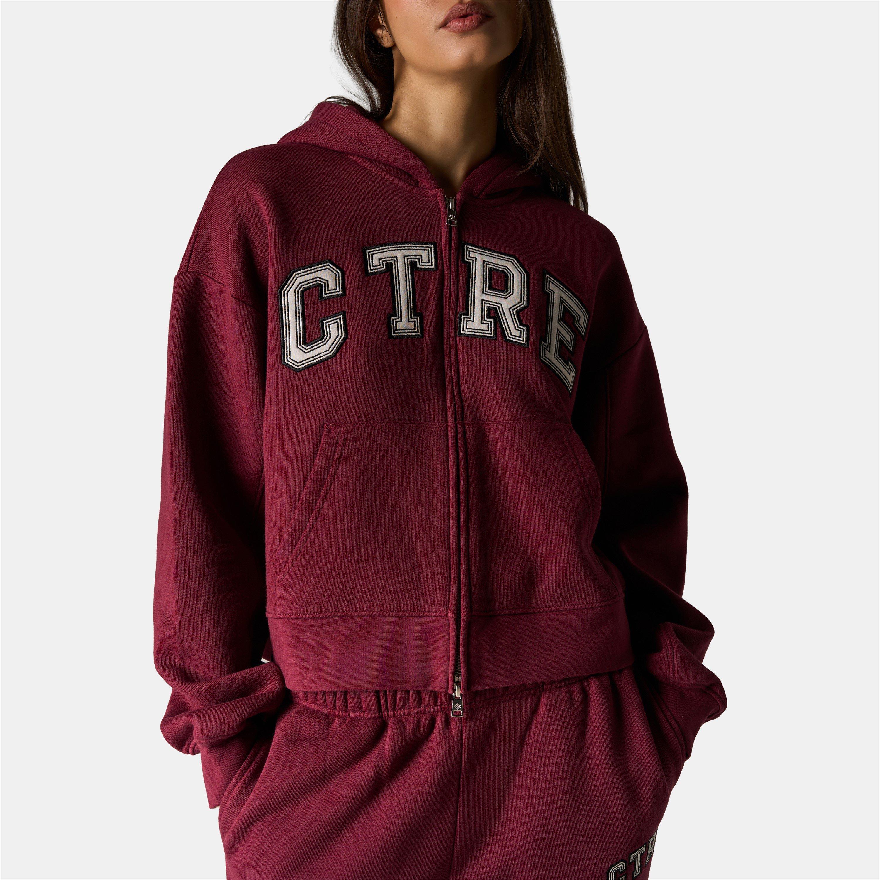 Burgundy - The Couture Club - Womens CTRE Applique Zip Hoodie - 5
