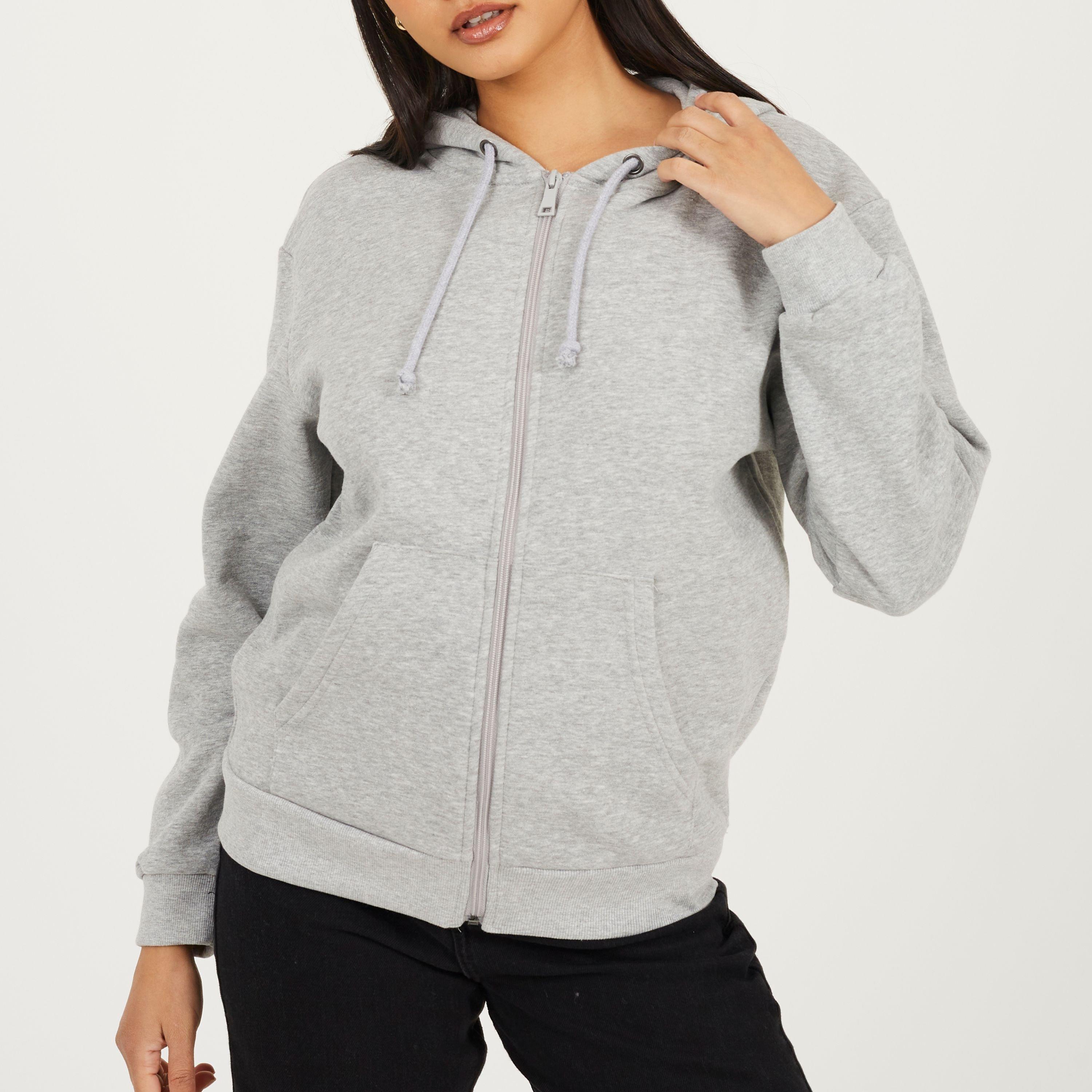 Grey Marl - Brave Soul - Classic Zip Through Hoodie with Pockets - 1
