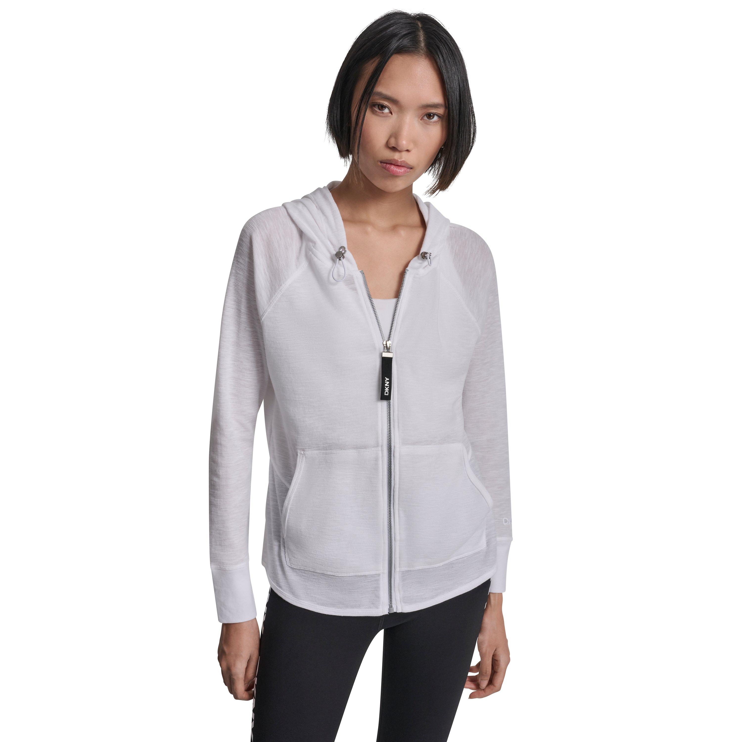 DKNY Women's Zip Hoodie - White - Size 8 (XS)
