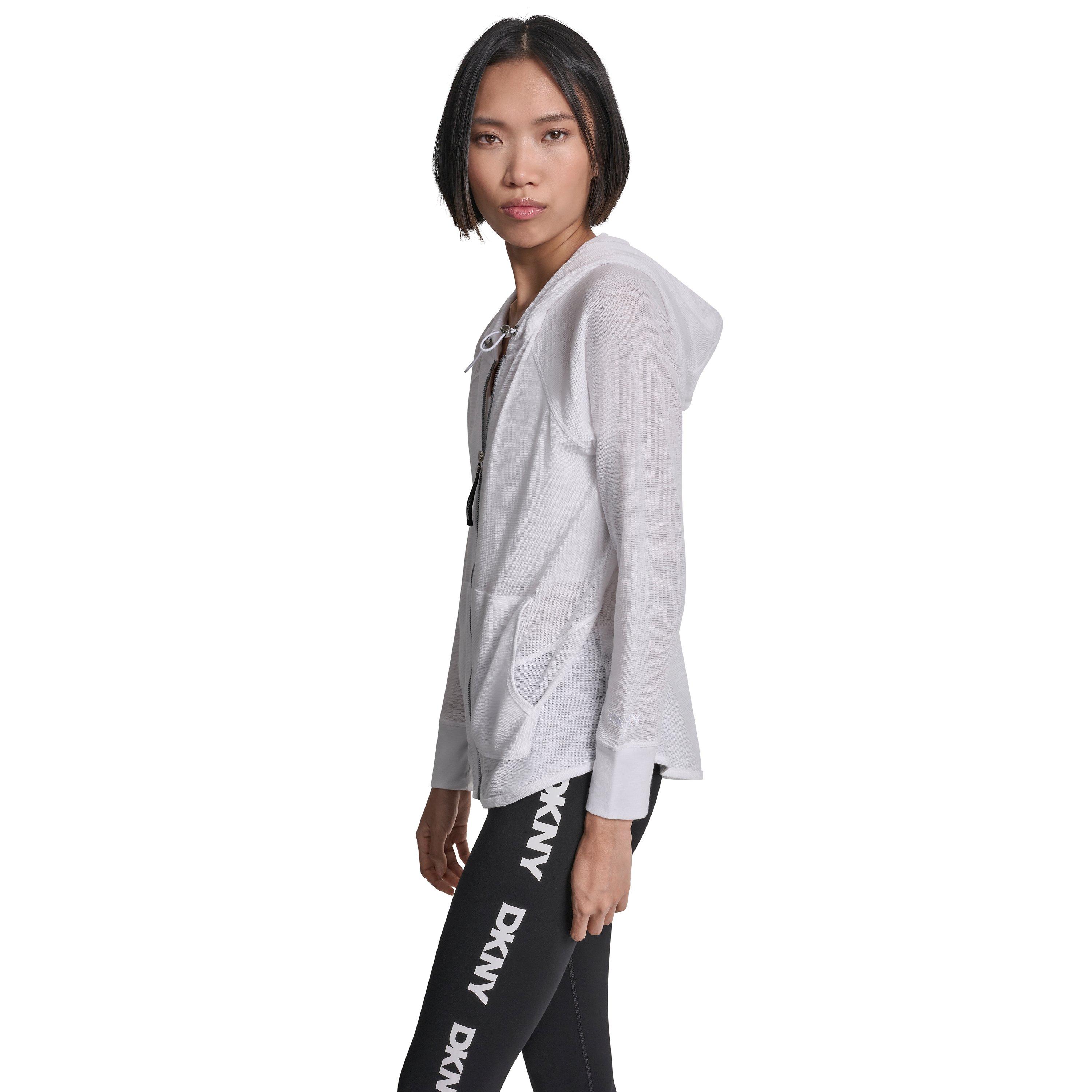 White - DKNY - Women's Zip Hoodie - 2