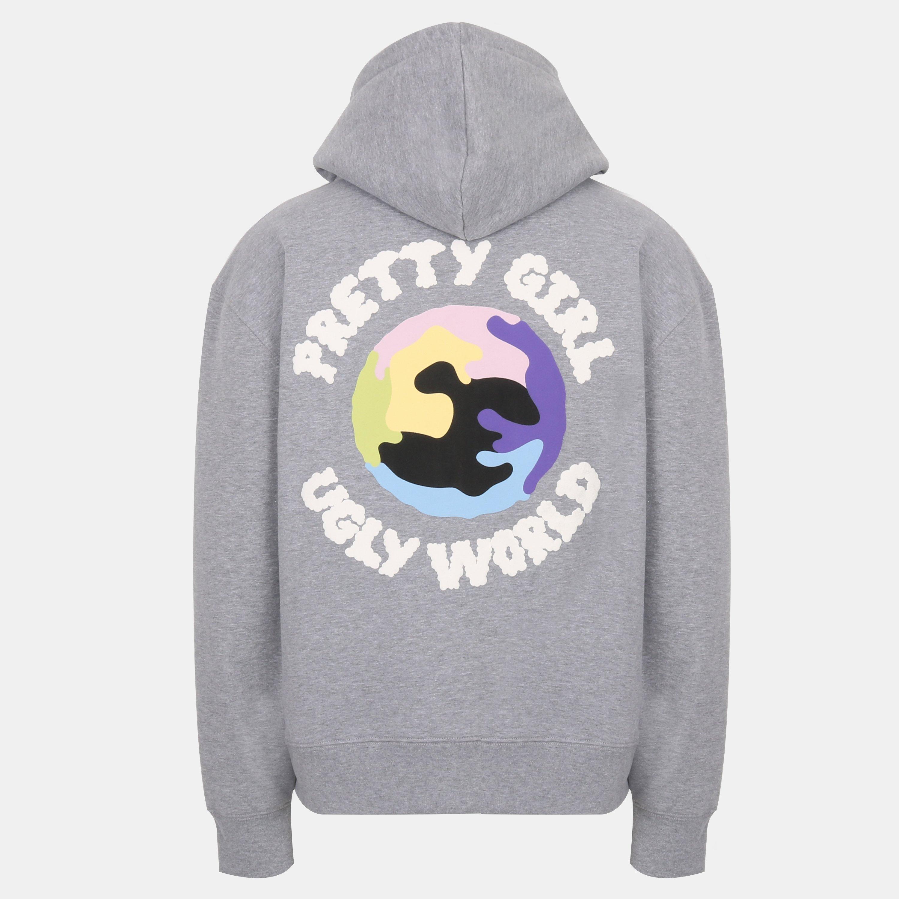 Grey Marl/White - Pretty Boy Ugly World - Women's Full-Zip Hoodie - 2