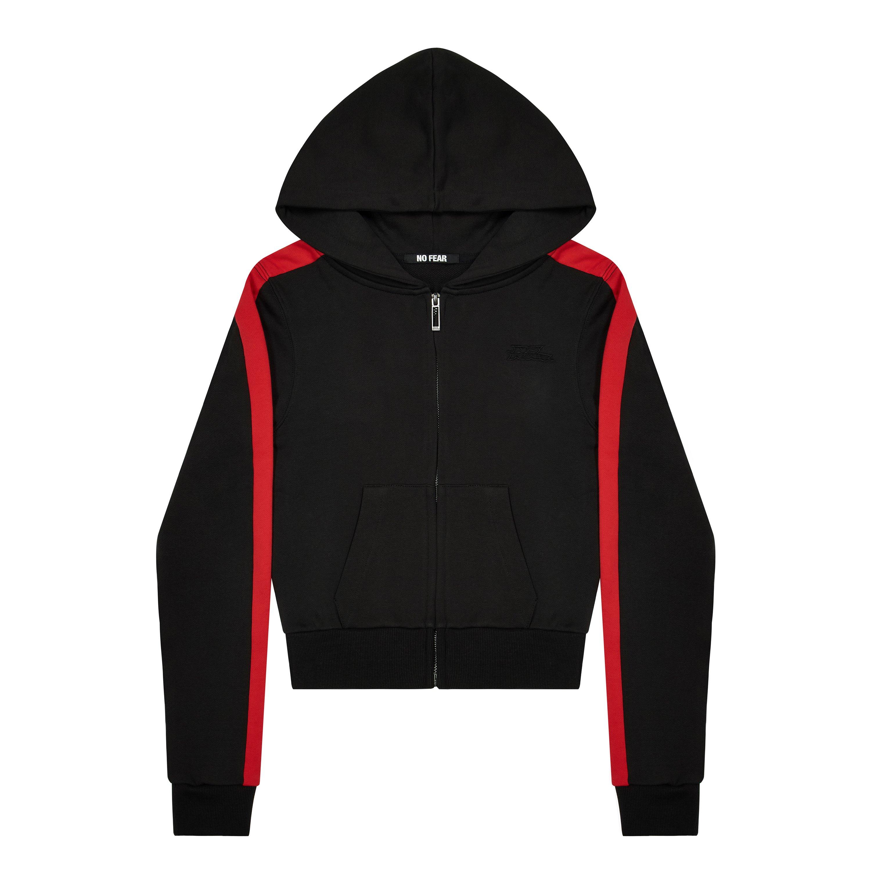 Black - No Fear - Womens Track Zip Up Hoodie - 1