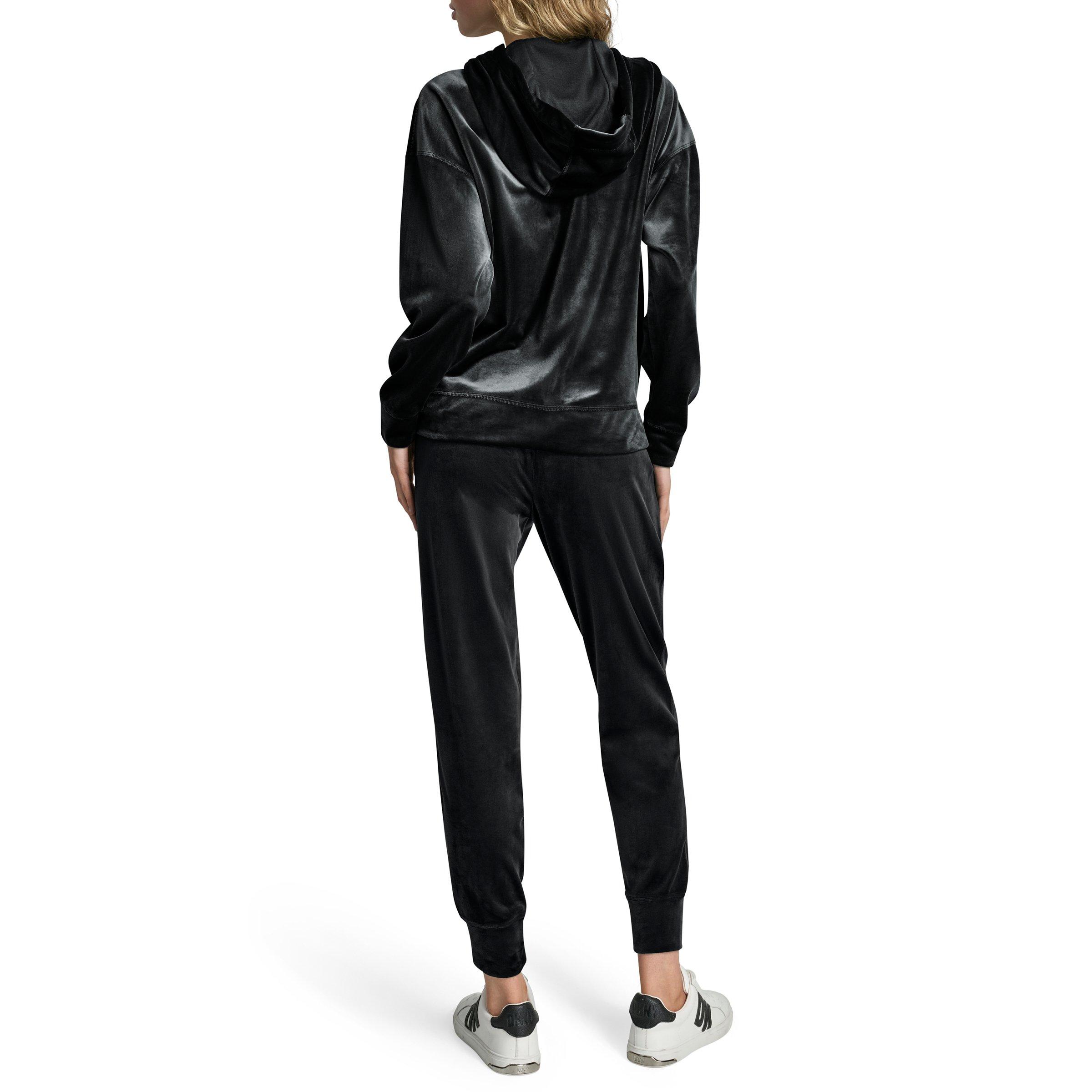 Black - DKNY - Women's Velour Zip Hoodie - 3