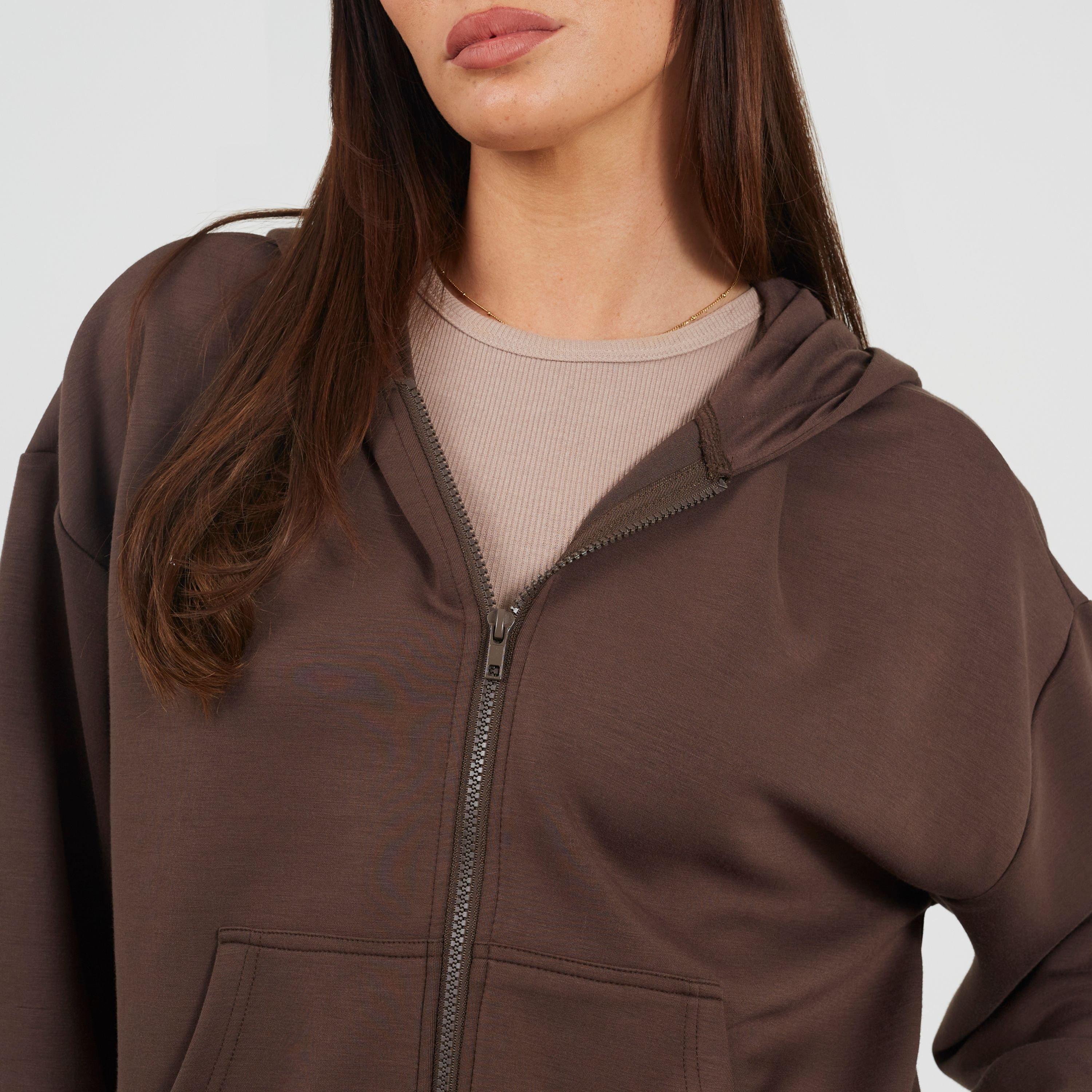Chocolade - Brave Soul - BS Womens Zip Through Hooded Scuba Sweatshirt - 3