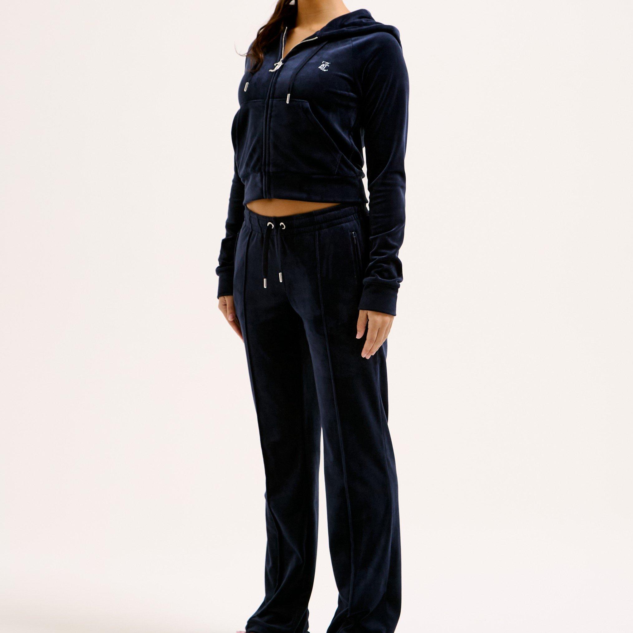 Night Sky - Juicy Couture - Women's Madison Diamante Velour Zip-Through Hoodie - 2
