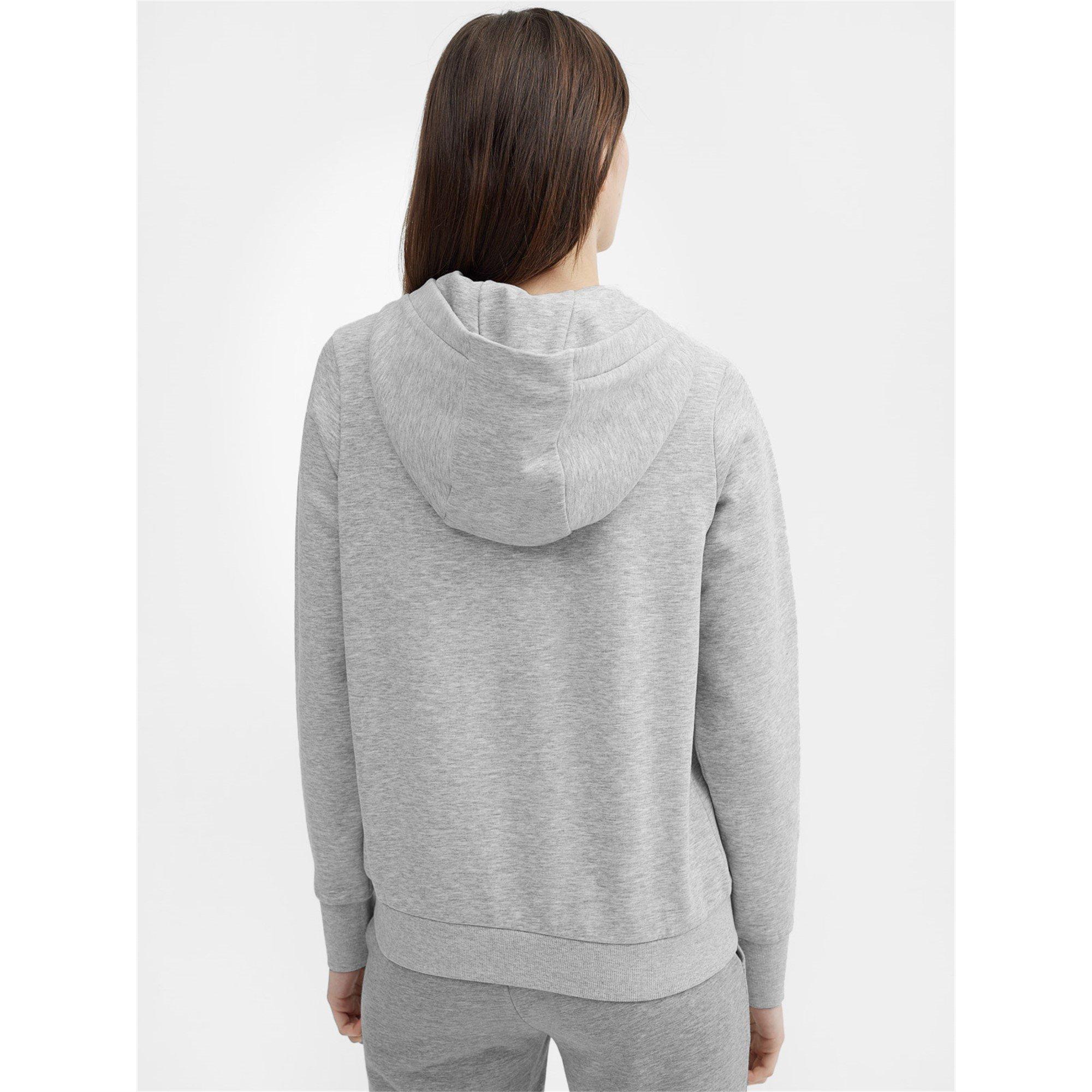 Light Grey - 4F - Women's Cotton Mix Long Sleeve Zip Hoodie - 4