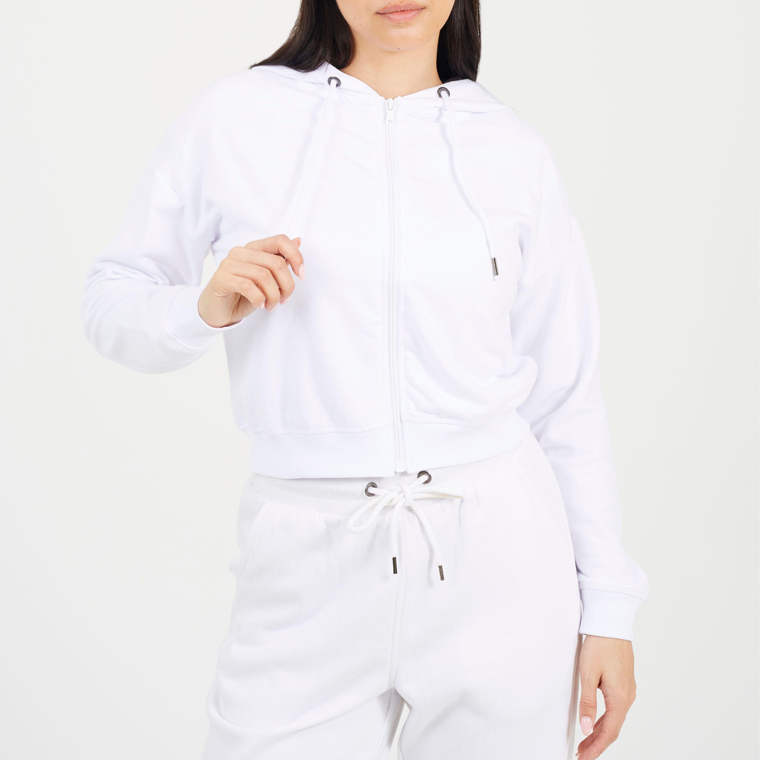 Cropped Zip Through Hoodie with Pockets