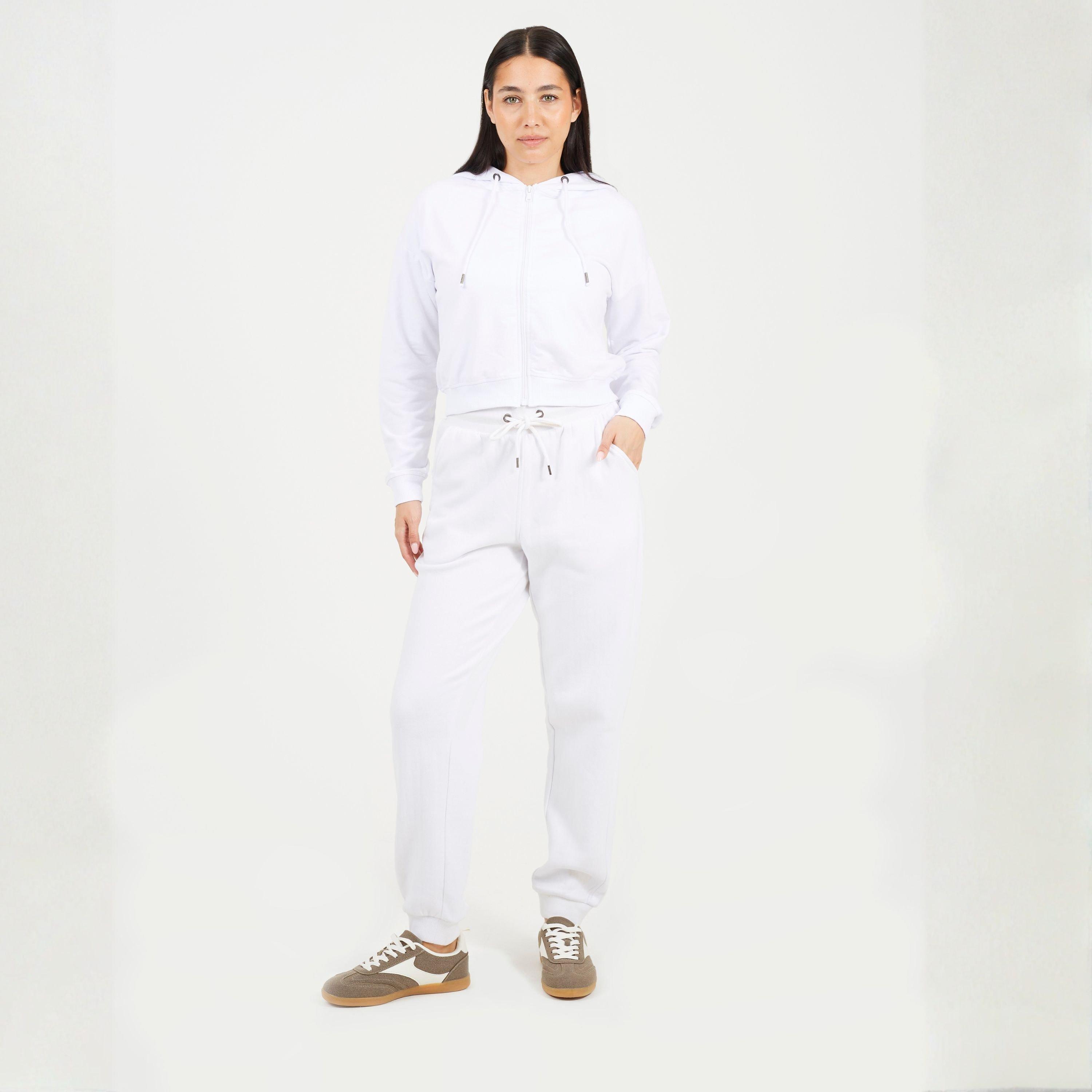 White - Brave Soul - Cropped Zip Through Hoodie with Pockets - 4
