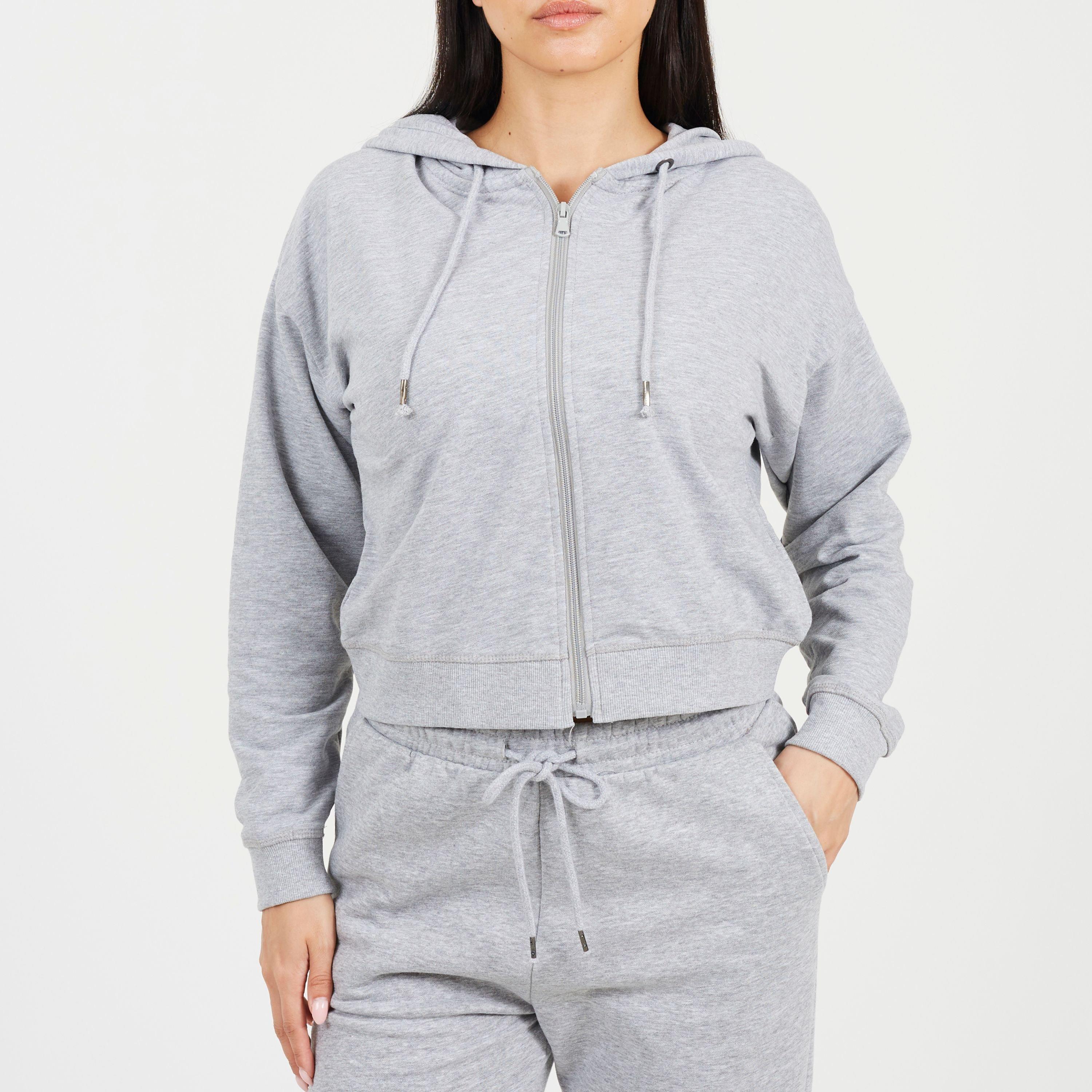 Brave Soul BS Cropped Zip Through Hoodie with Pockets