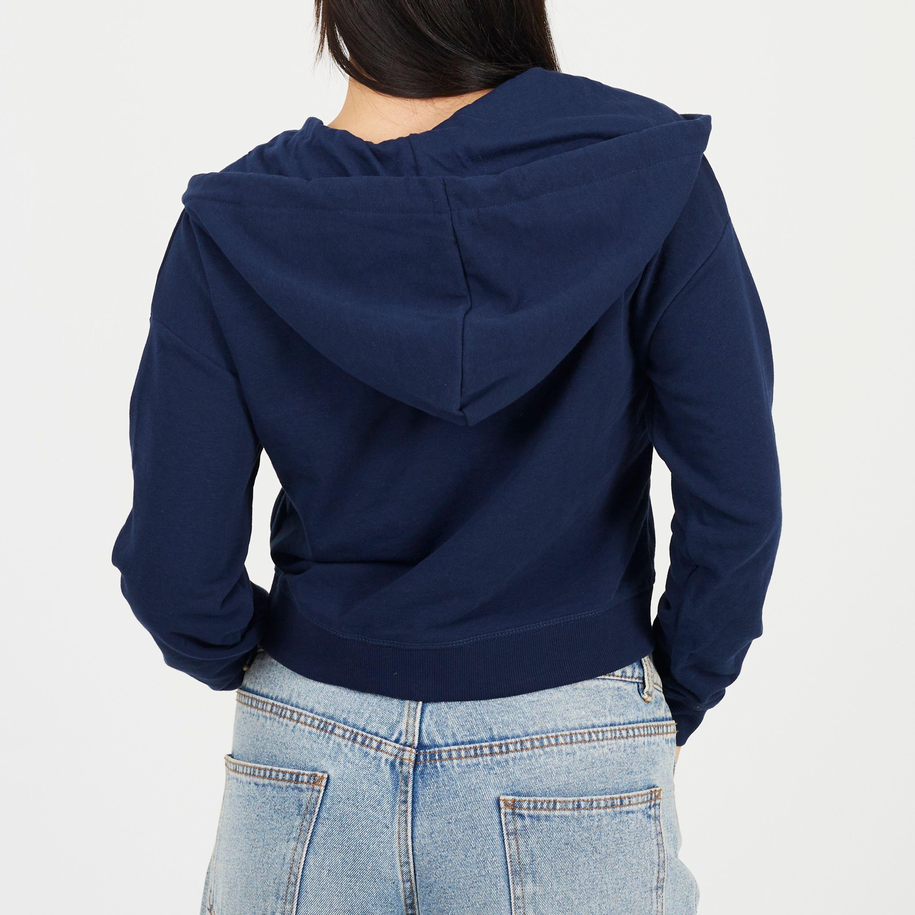 Marine - Brave Soul - Cropped Zip Through Hoodie with Pockets - 2
