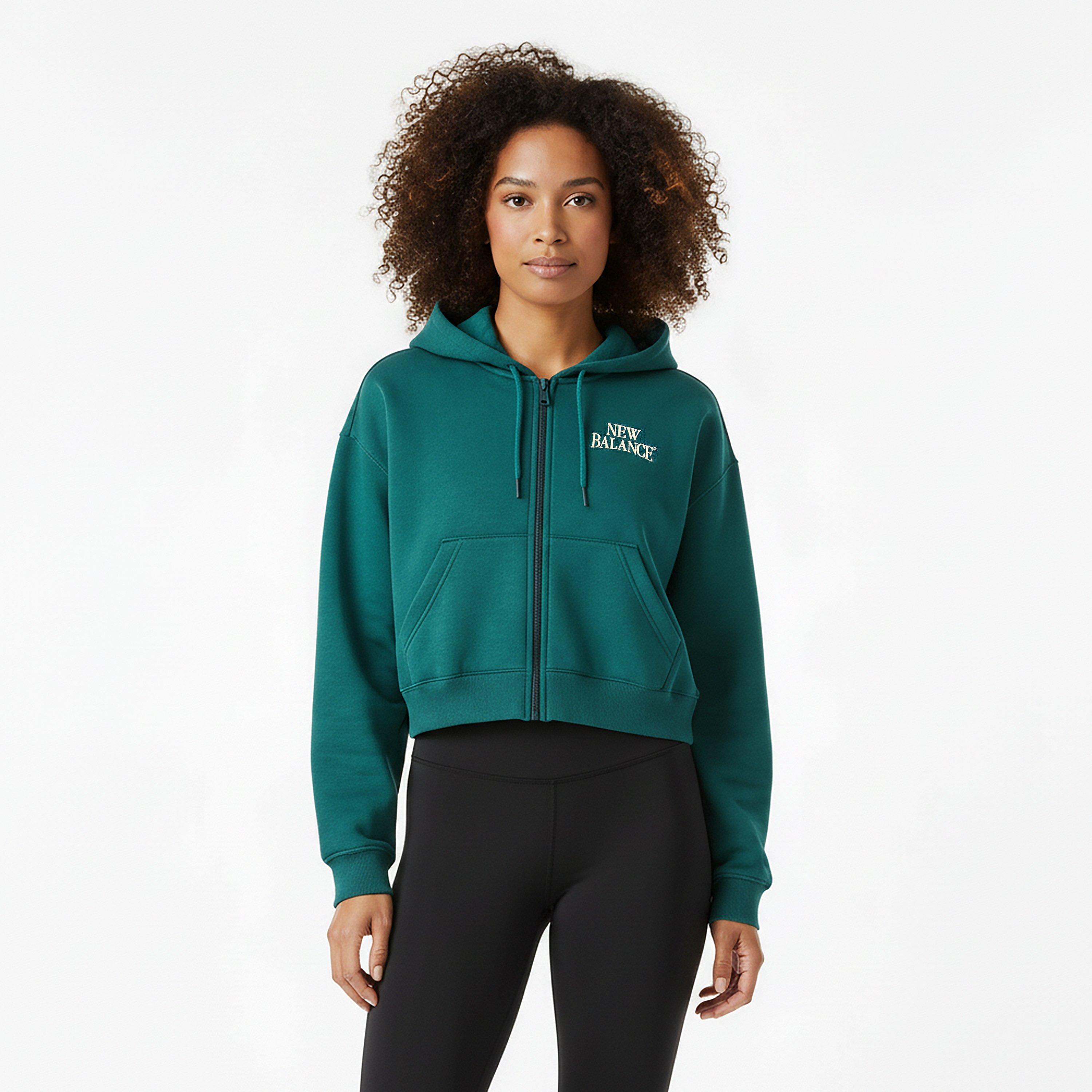 Green - New Balance - Womens Trackside Zip Hoodie - 3