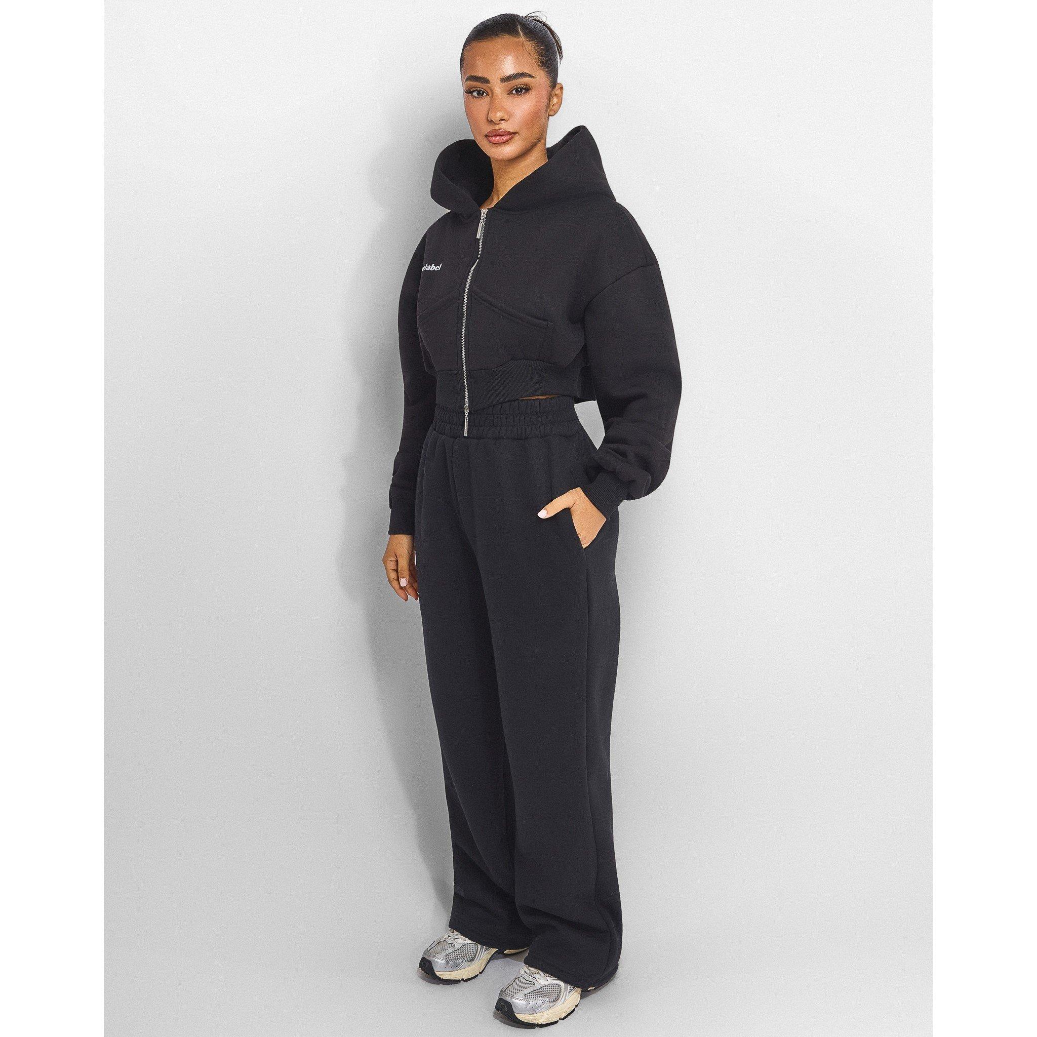 Black - Mars The Label - Womens Classics Cropped Zip Hoodie - 2