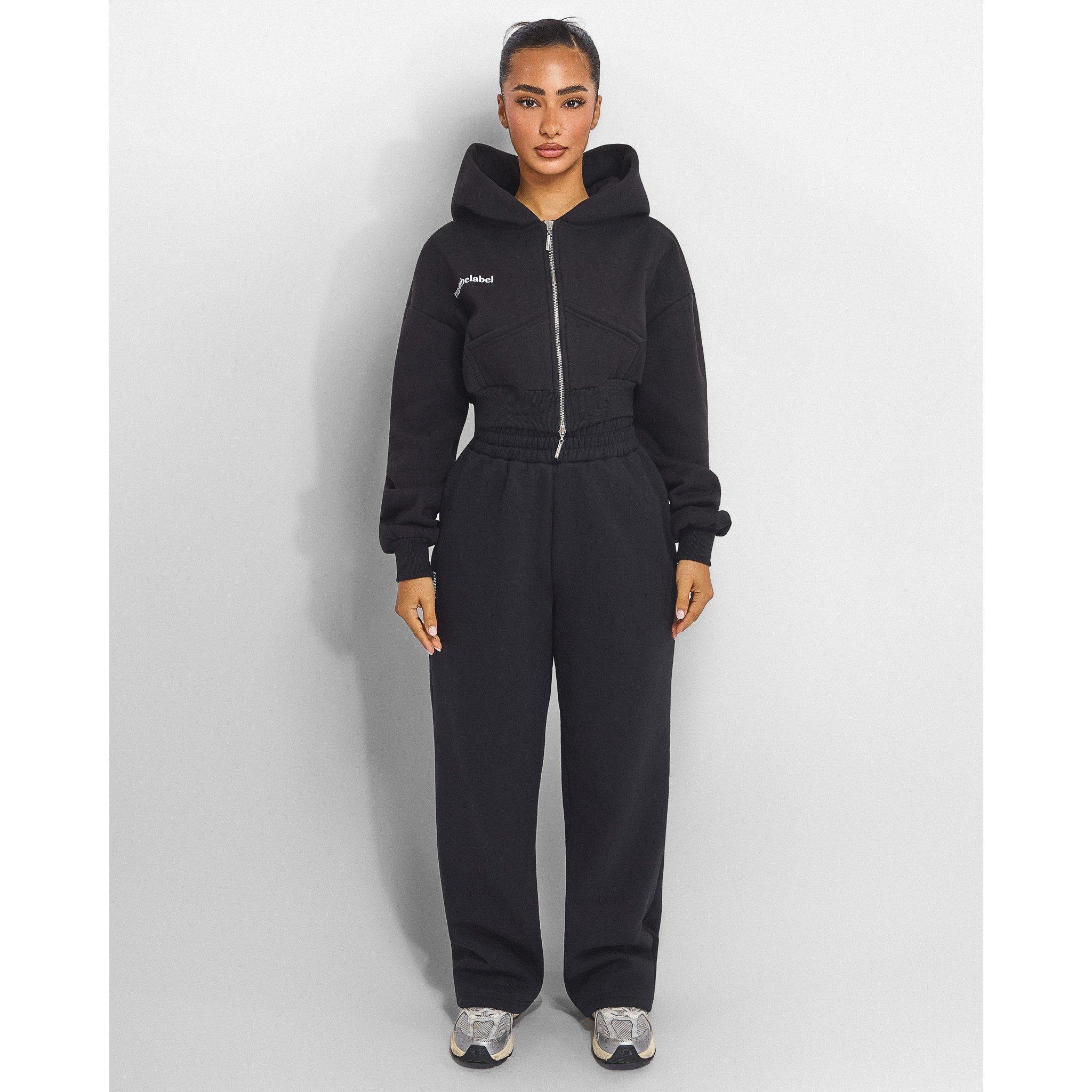 Black - Mars The Label - Womens Classics Cropped Zip Hoodie - 3