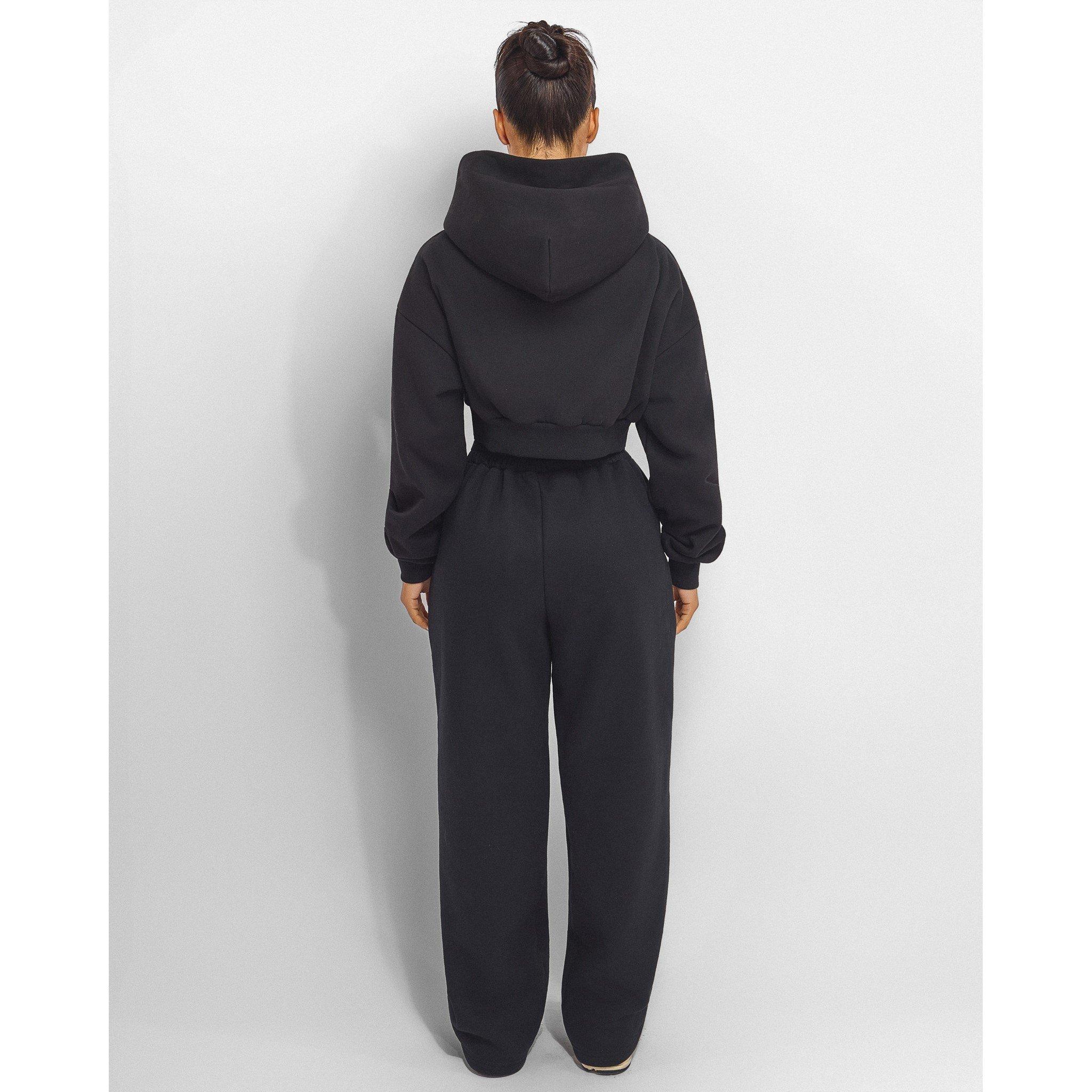Black - Mars The Label - Womens Classics Cropped Zip Hoodie - 4