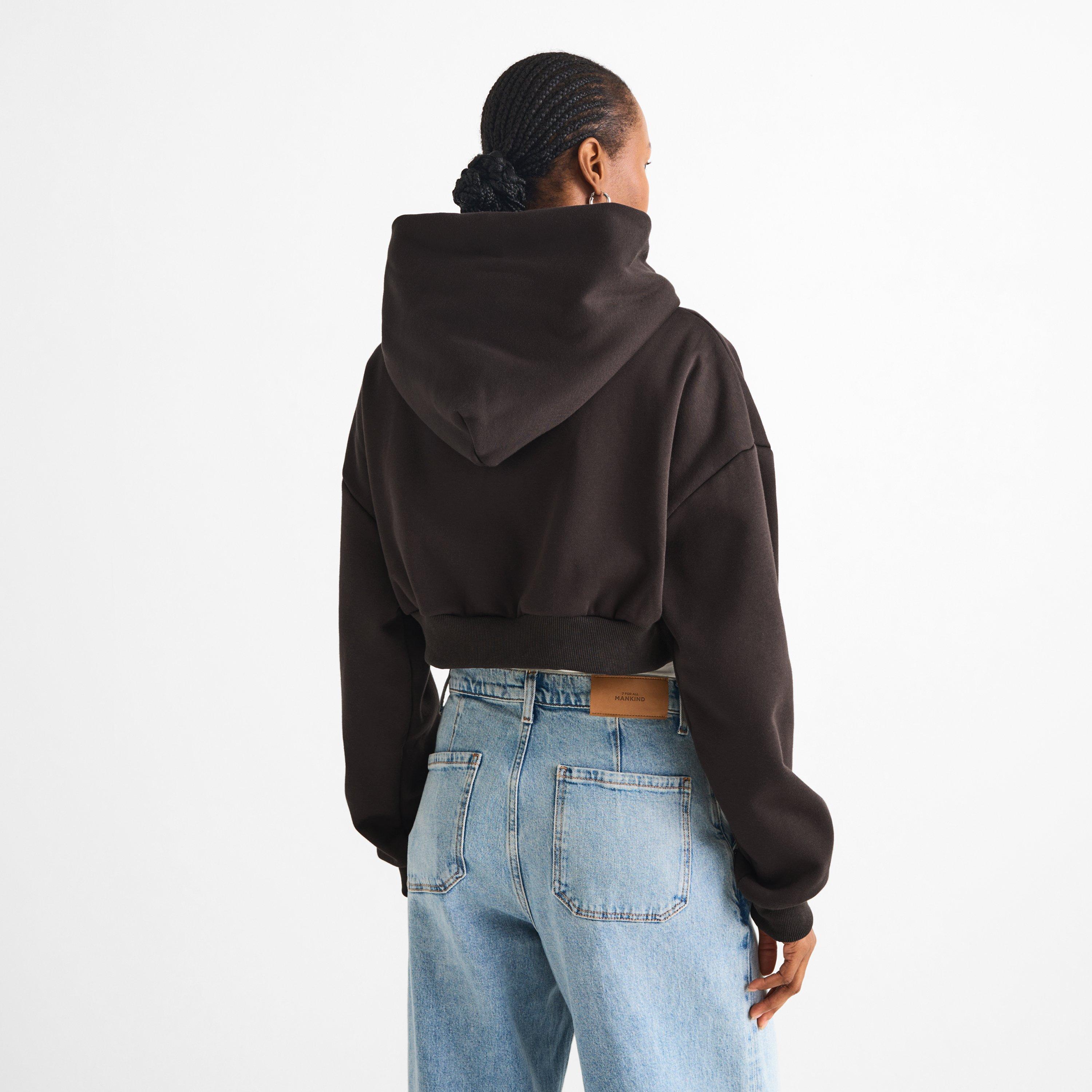 Chocolate - Mars The Label - Womens Classics Cropped Zip Hoodie - 4