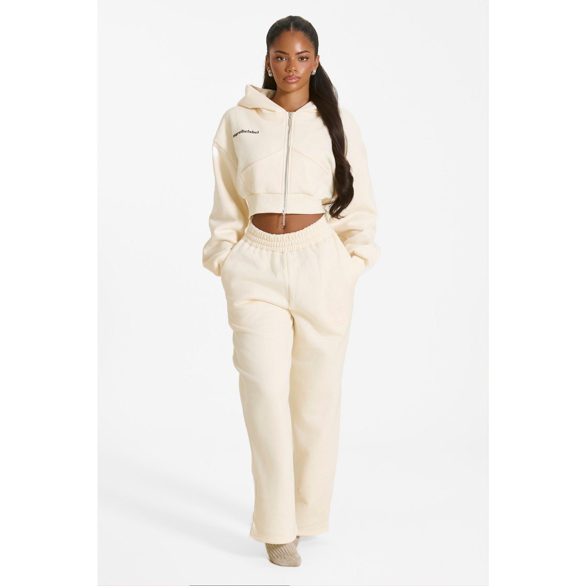 Mars The Label Women's Classics Cropped Zip Hoodie - Cream/Choc - XS
