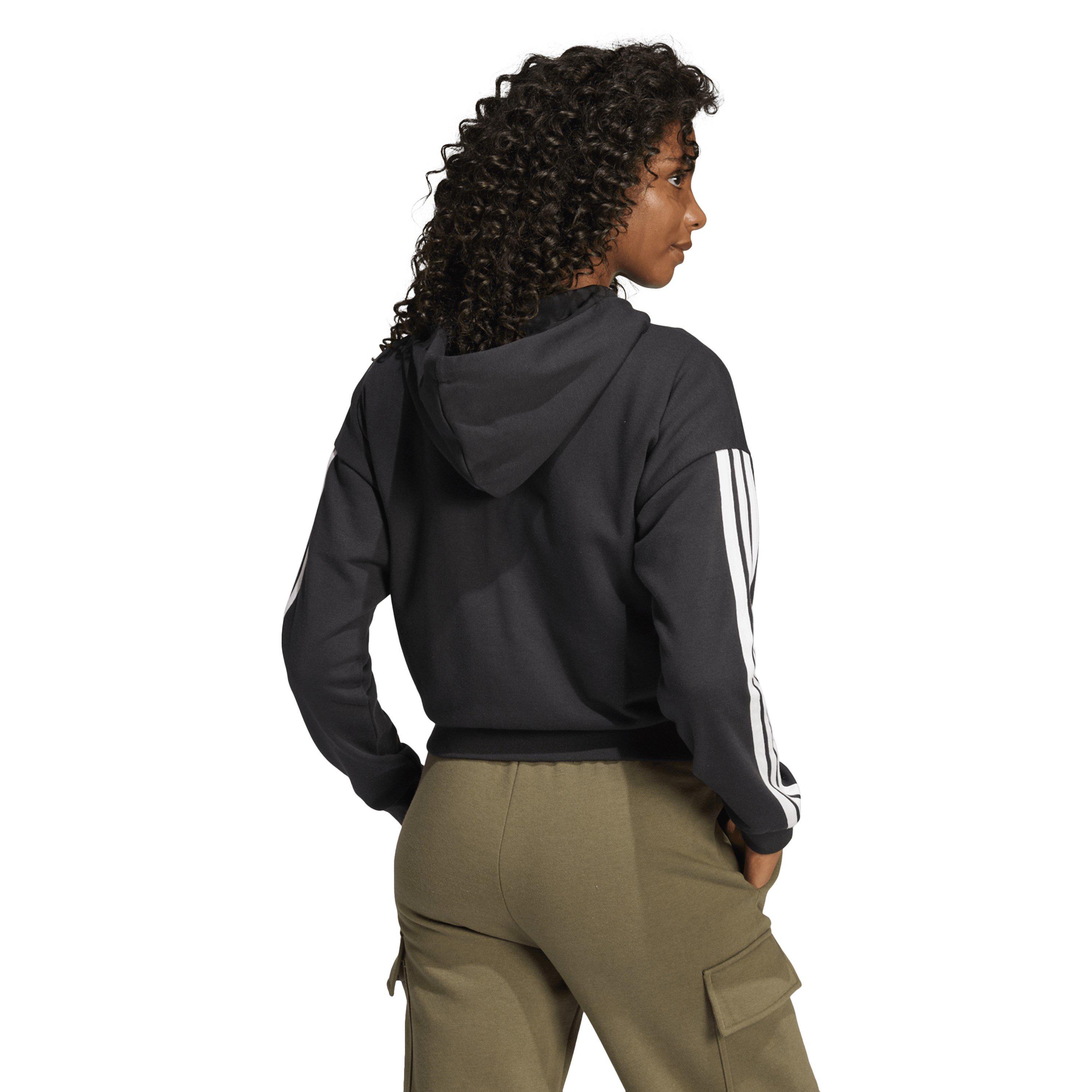 Black/White - adidas - 3 Stripe Front Zip Hoodie Women - 3