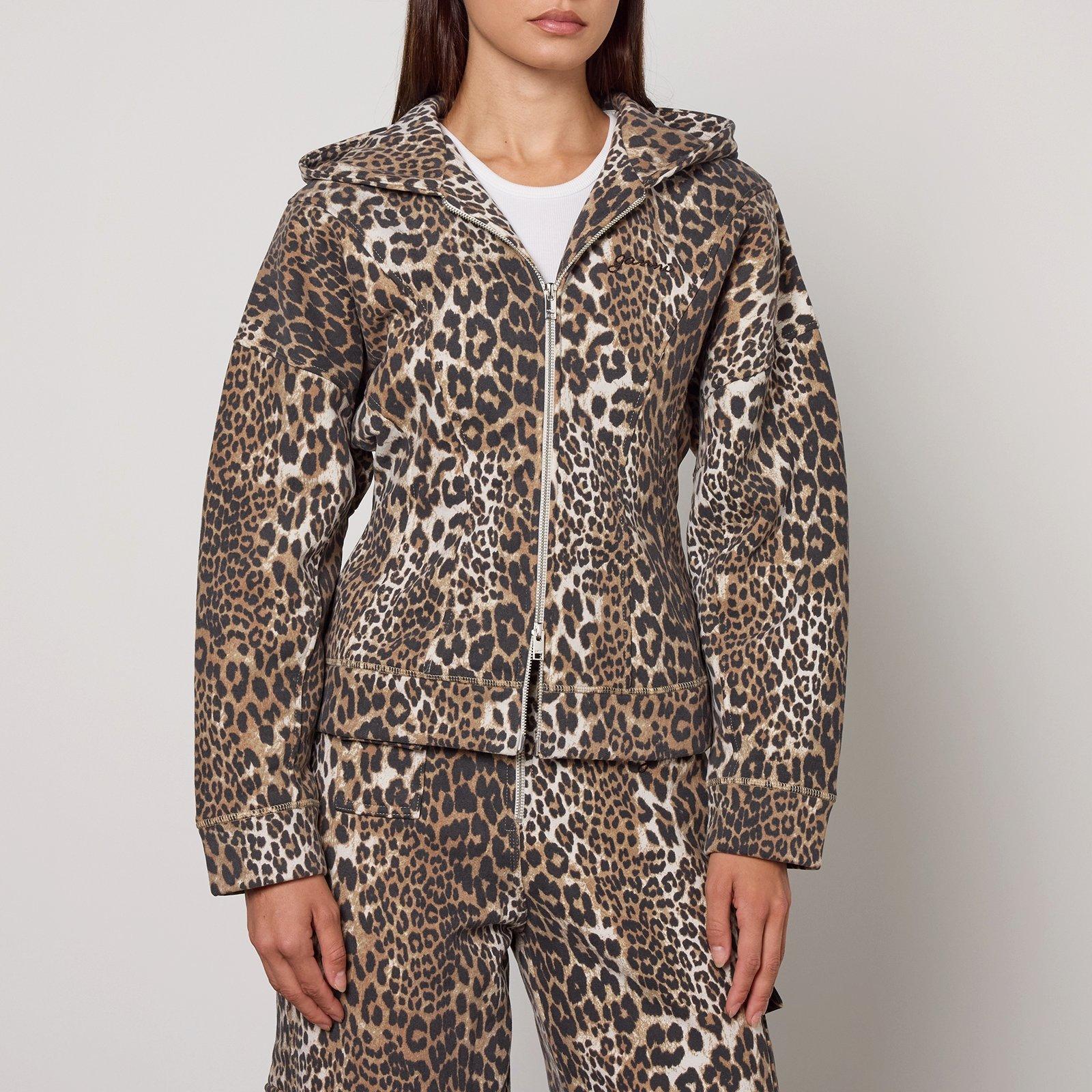 Leopard - Ganni - Women's Fleece Zip Hoodie - 1