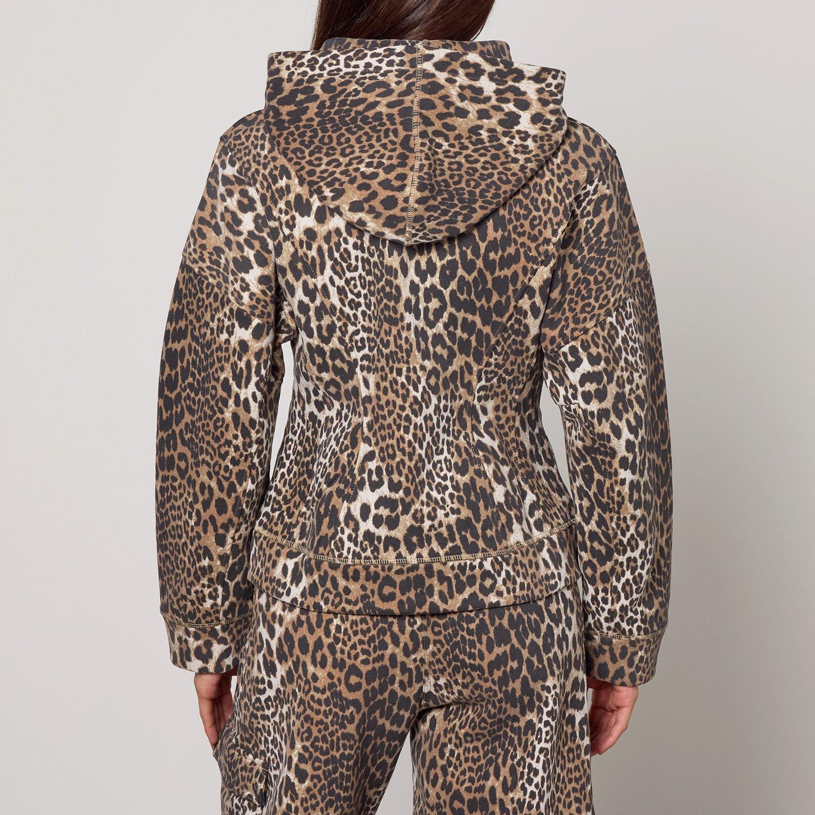 Leopard - Ganni - Women's Fleece Zip Hoodie - 2
