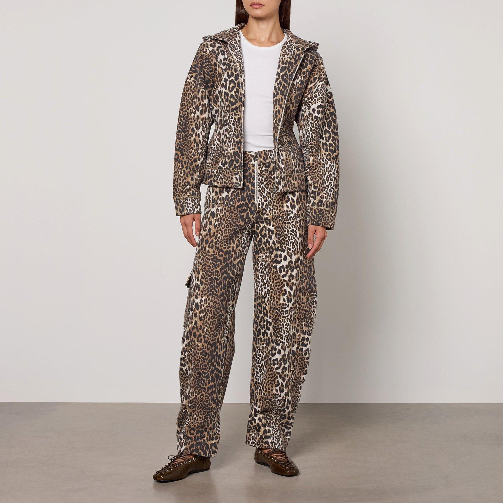 Leopard - Ganni - Women's Fleece Zip Hoodie - 4