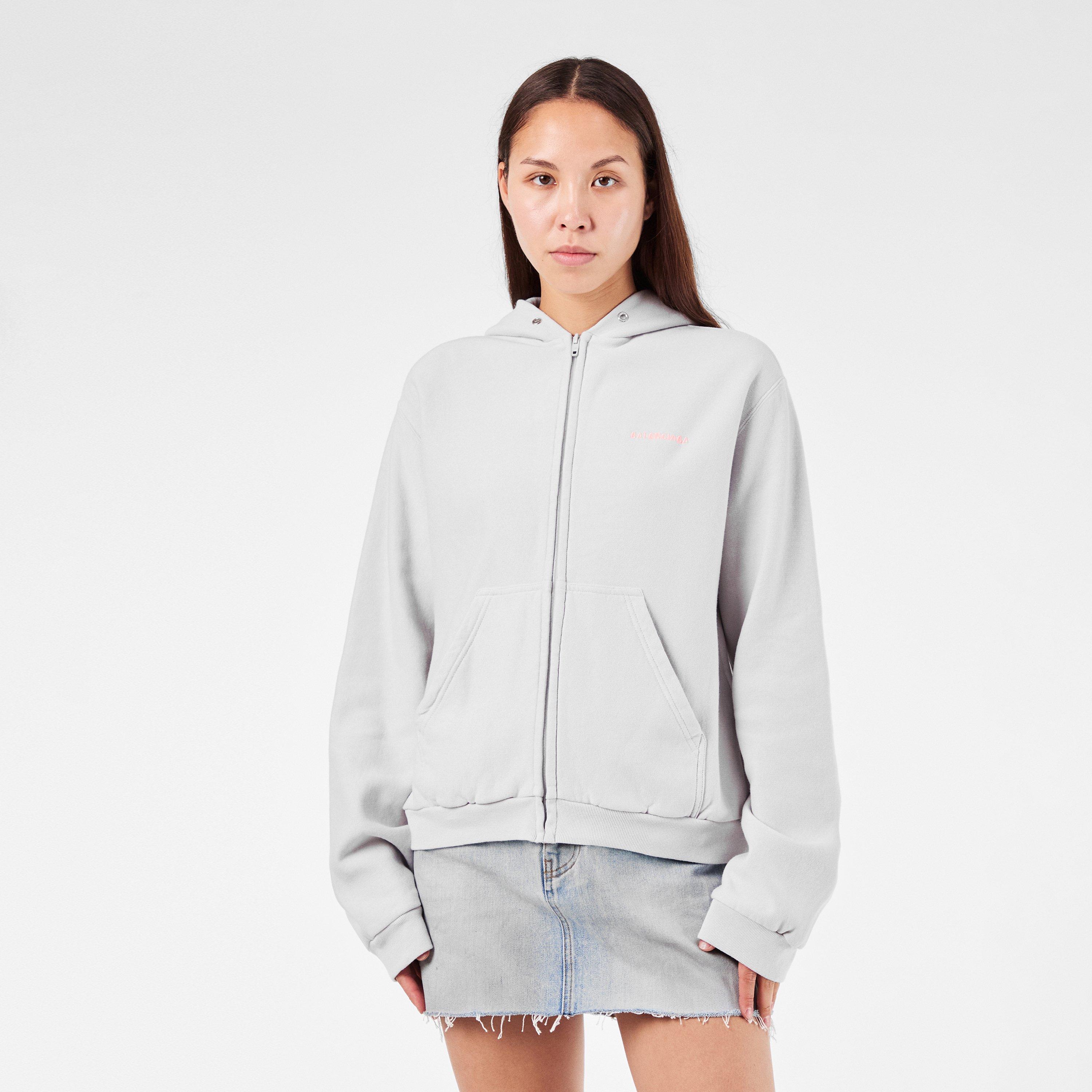 Dirty White/Pnk - Balenciaga - Women's Bal Zip Hoodie - 3