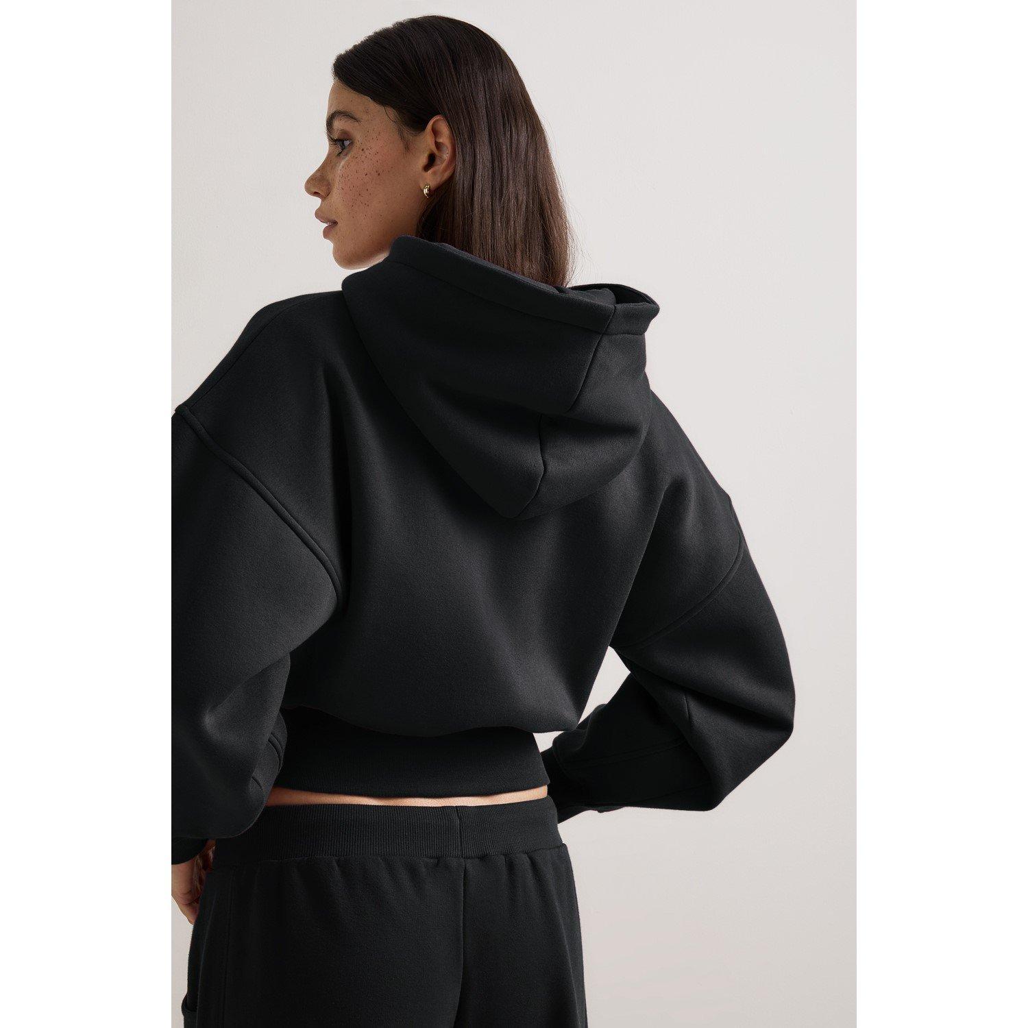 Black - TALA - Women's Cocoon Cotton Oversized-Fit Zip Hoodie - 3