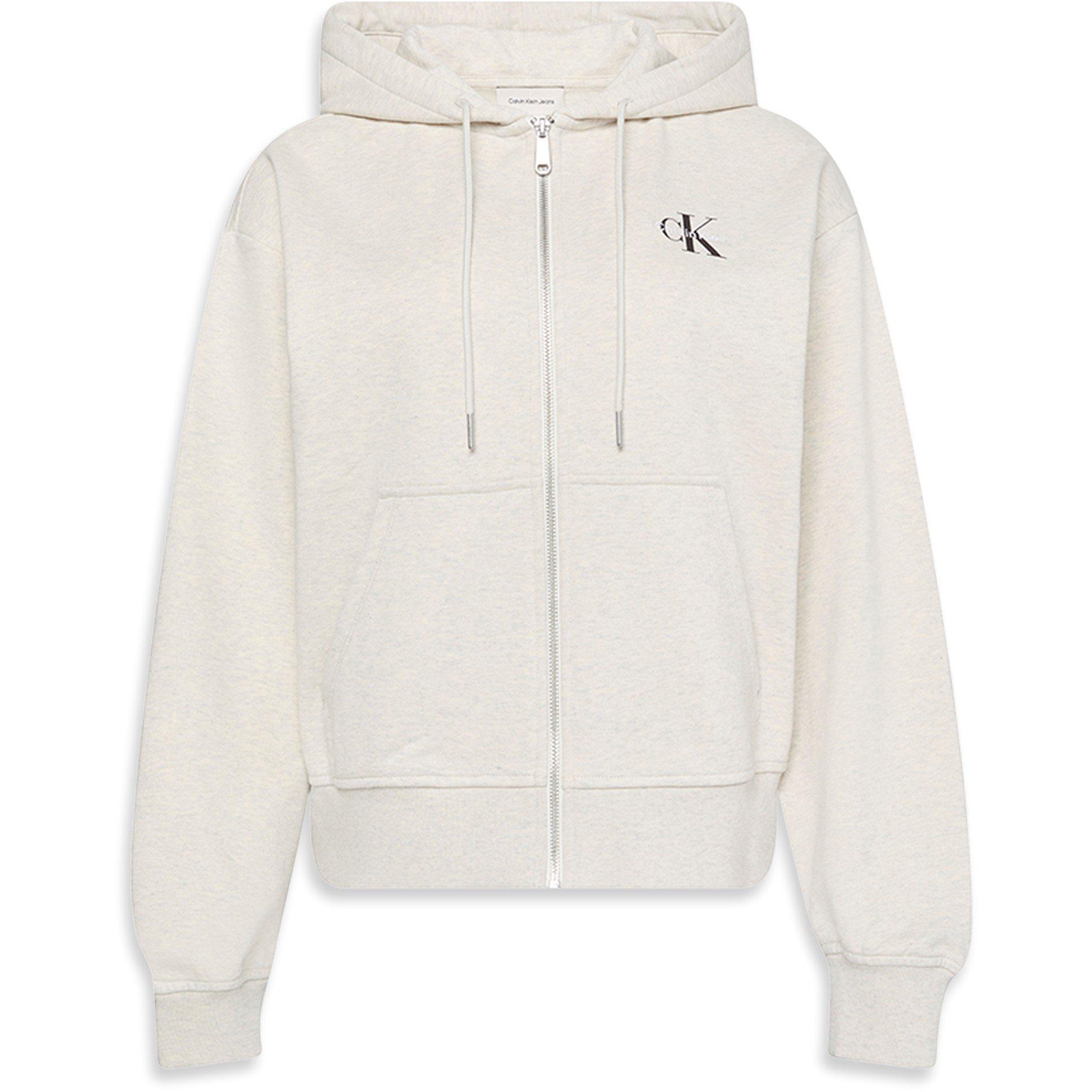 Calvin Klein Jeans Women's Monologo French Terry Hoodie - Vanilla Heather - 12 (M)